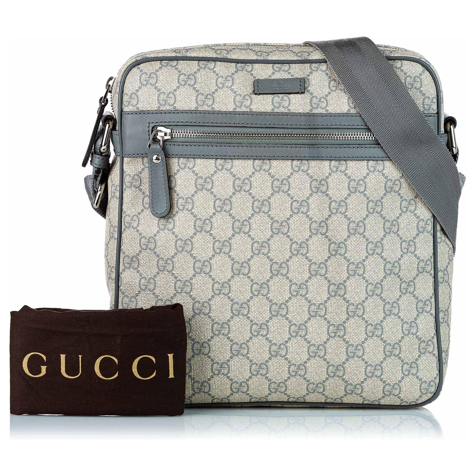 Gucci Brown GG Supreme Clutch Bag Beige Dark brown Leather Cloth Pony-style  calfskin Cloth ref.569281 - Joli Closet