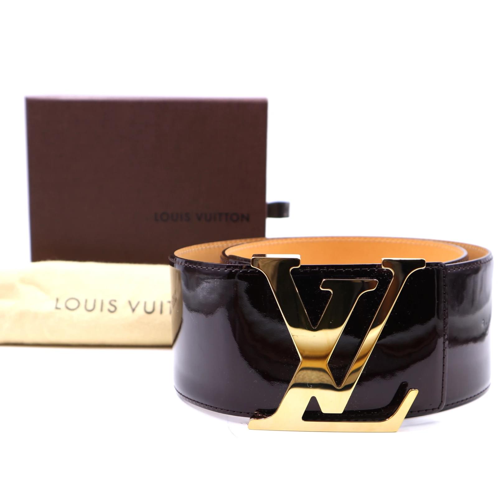 Louis Vuitton Amarante Vernis Extra Wide Gold Buckle 75/30 Belt Brown  Leather ref.317200 - Joli Closet