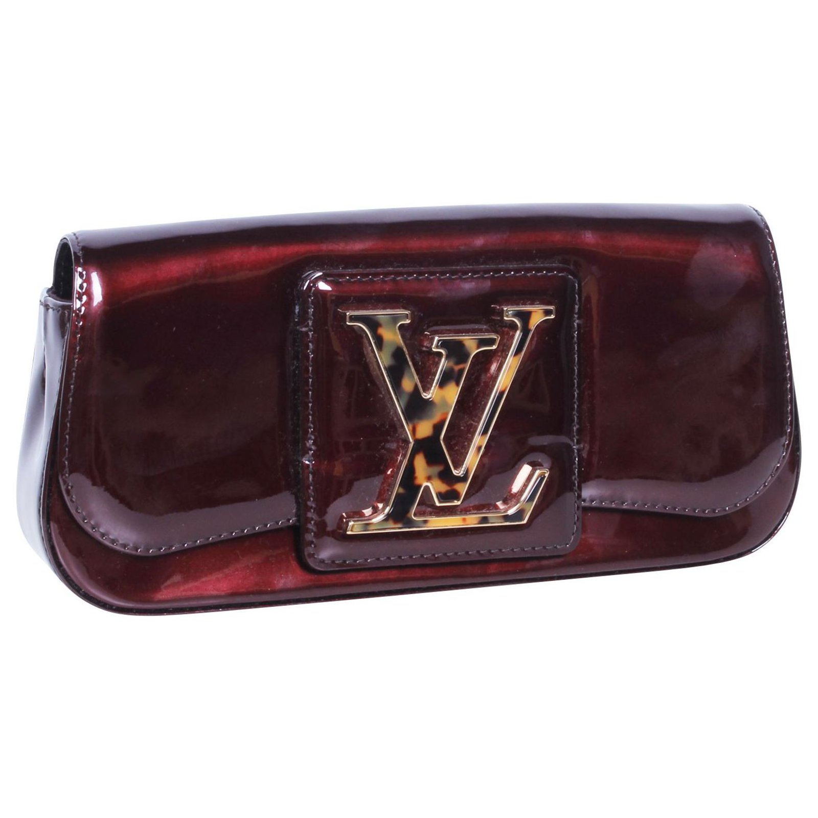 Louis Vuitton Burgundy Sobe Patent Clutch Red Dark red Leather