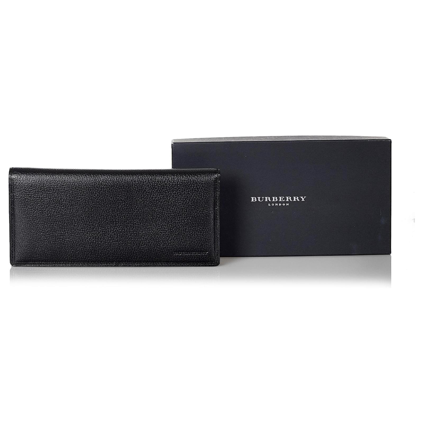Burberry Black Leather Long Wallet Pony-style calfskin ref