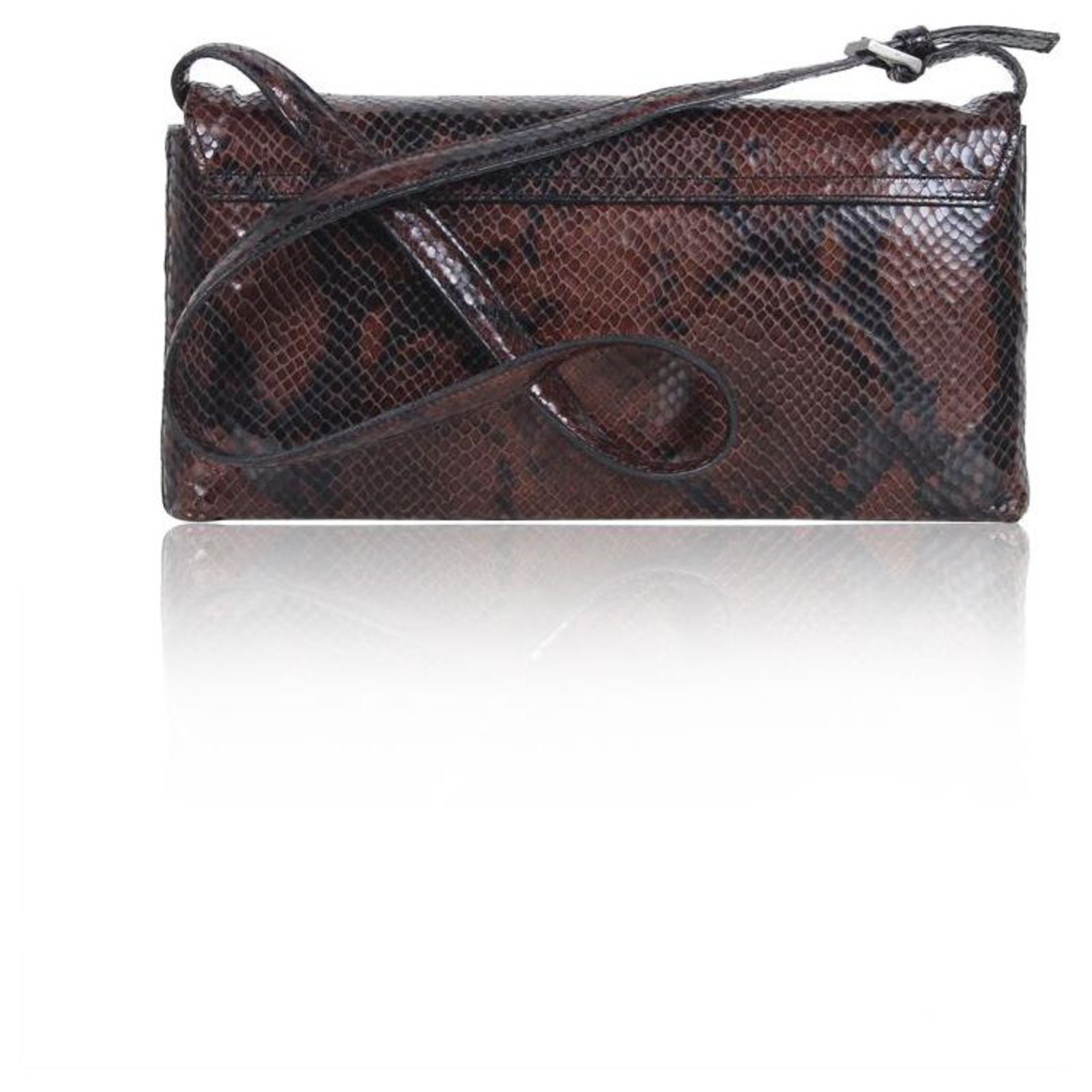 Calvin Klein Brown Snakeskin Clutch Leather ref.318187 - Joli Closet