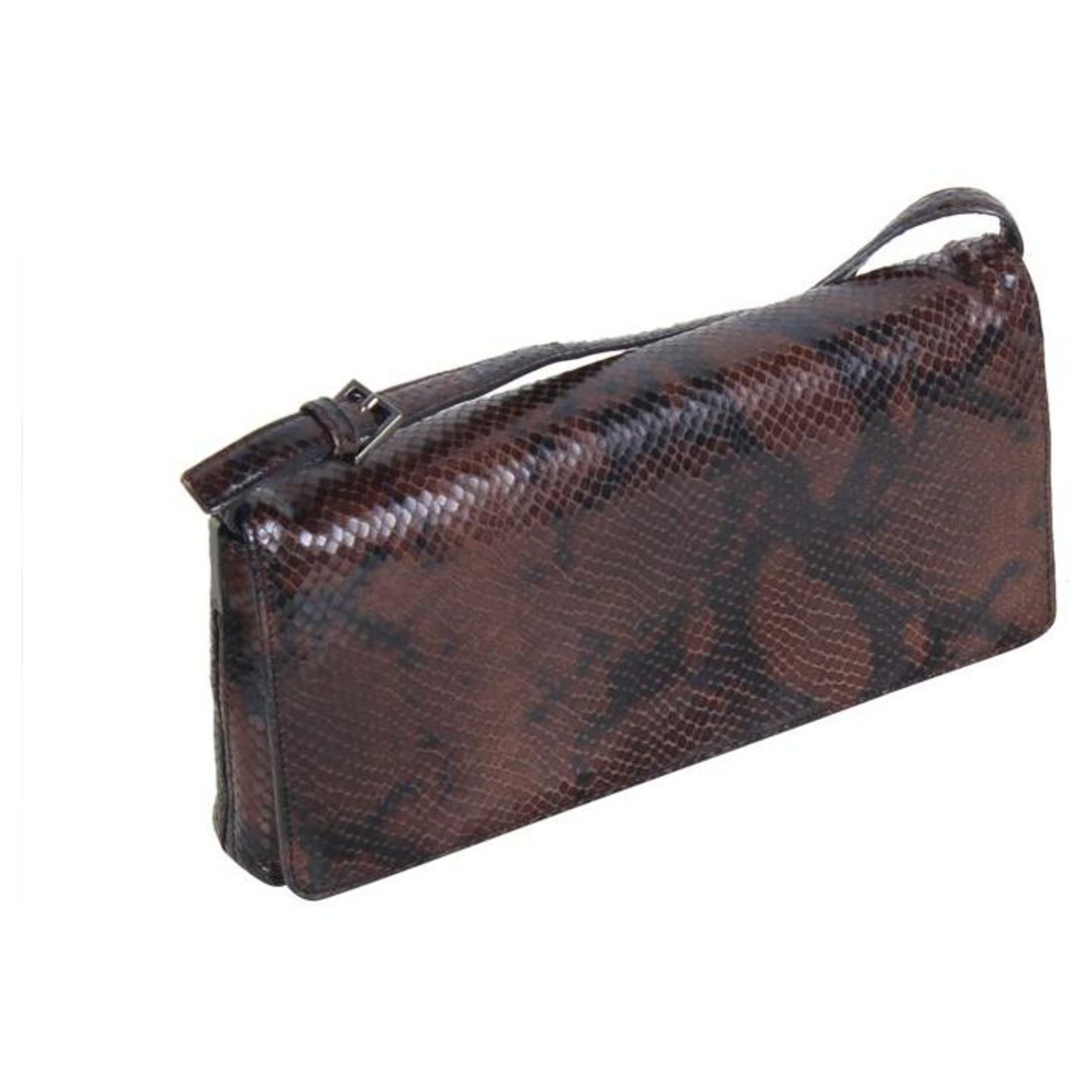 Calvin Klein Brown Snakeskin Clutch Leather ref.318187 - Joli Closet