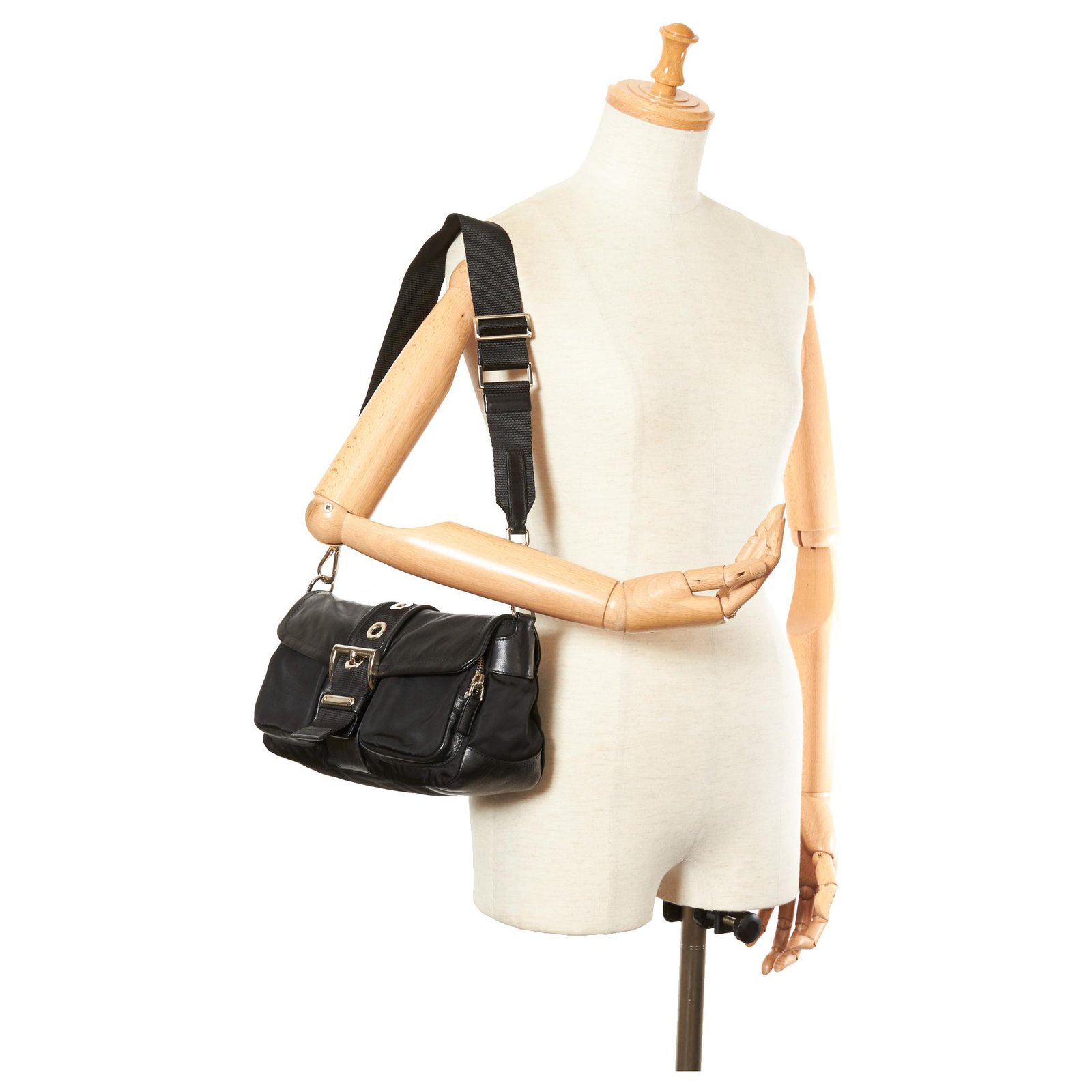 Prada Gray Denim Pattina Shoulder Bag Grey Leather Pony-style calfskin  Cloth ref.204723 - Joli Closet