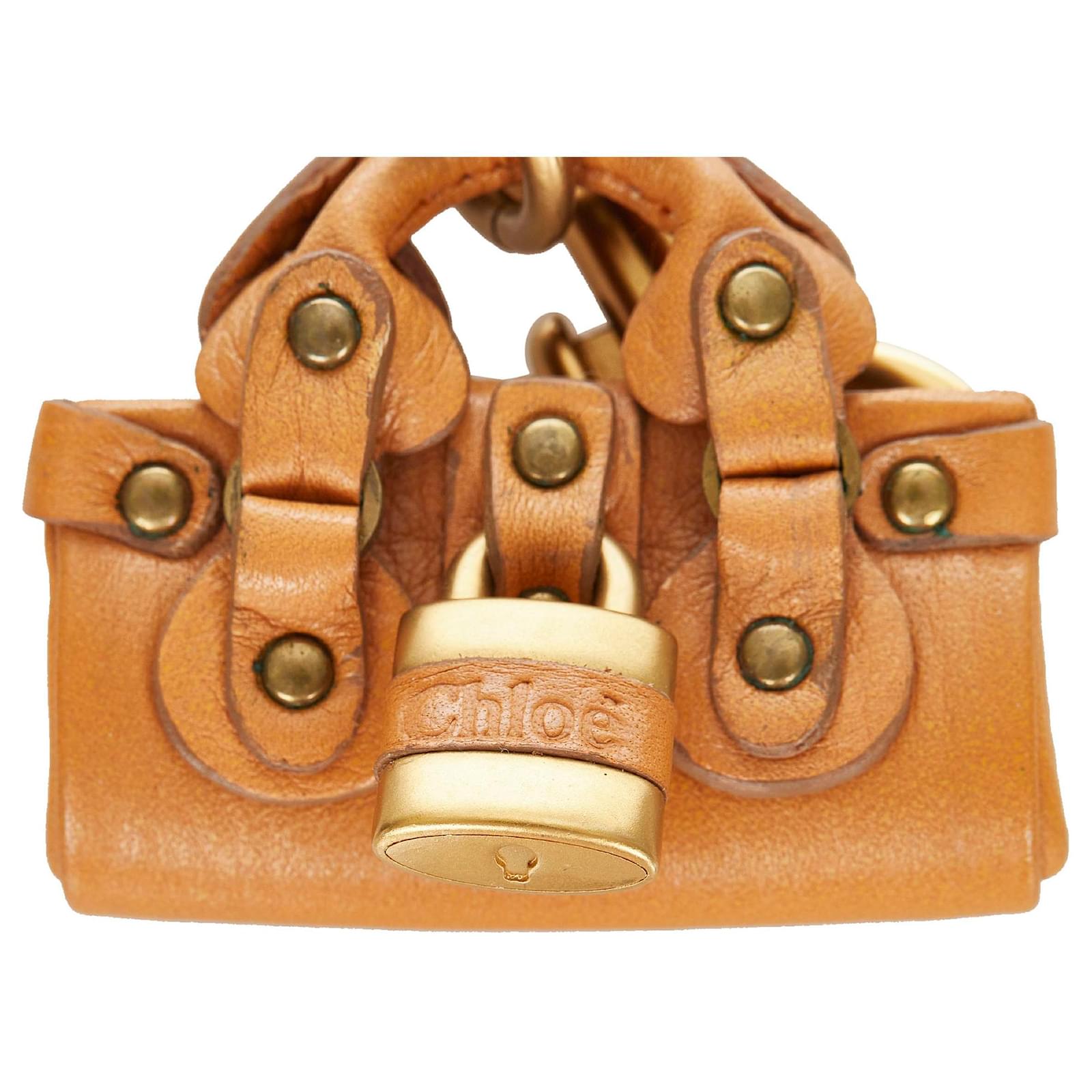 Chloé Chloe Brown Paddington Keychain Golden Leather Metal