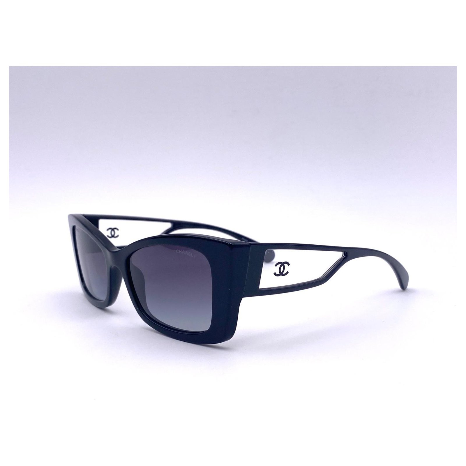 Chanel CHANEL Rectangle Sunglasses 71280A Black 509188