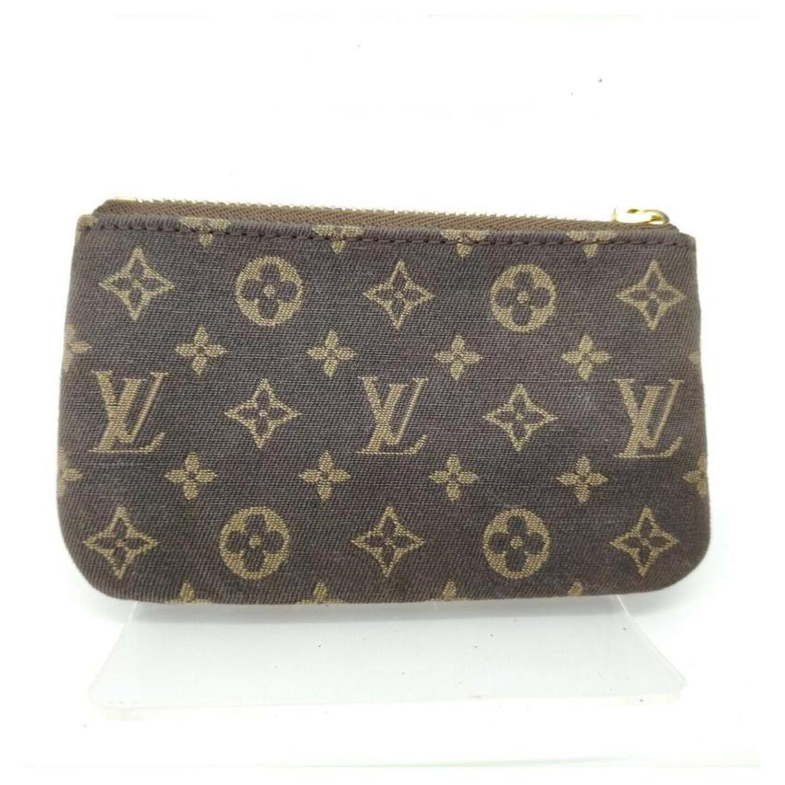 Louis Vuitton Rare Monogram Mini Lin Key Pouch Pochette Cles Keychain 863317