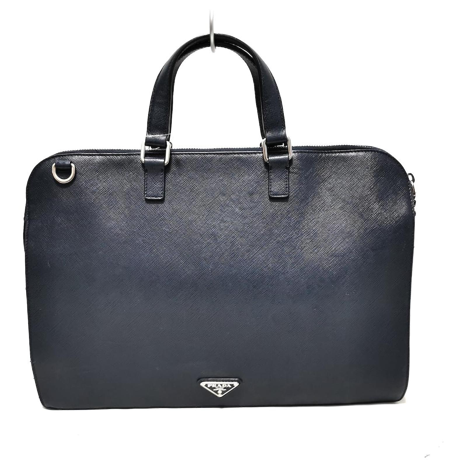 Prada Briefcase Navy blue Leather ref.319787 Joli Closet