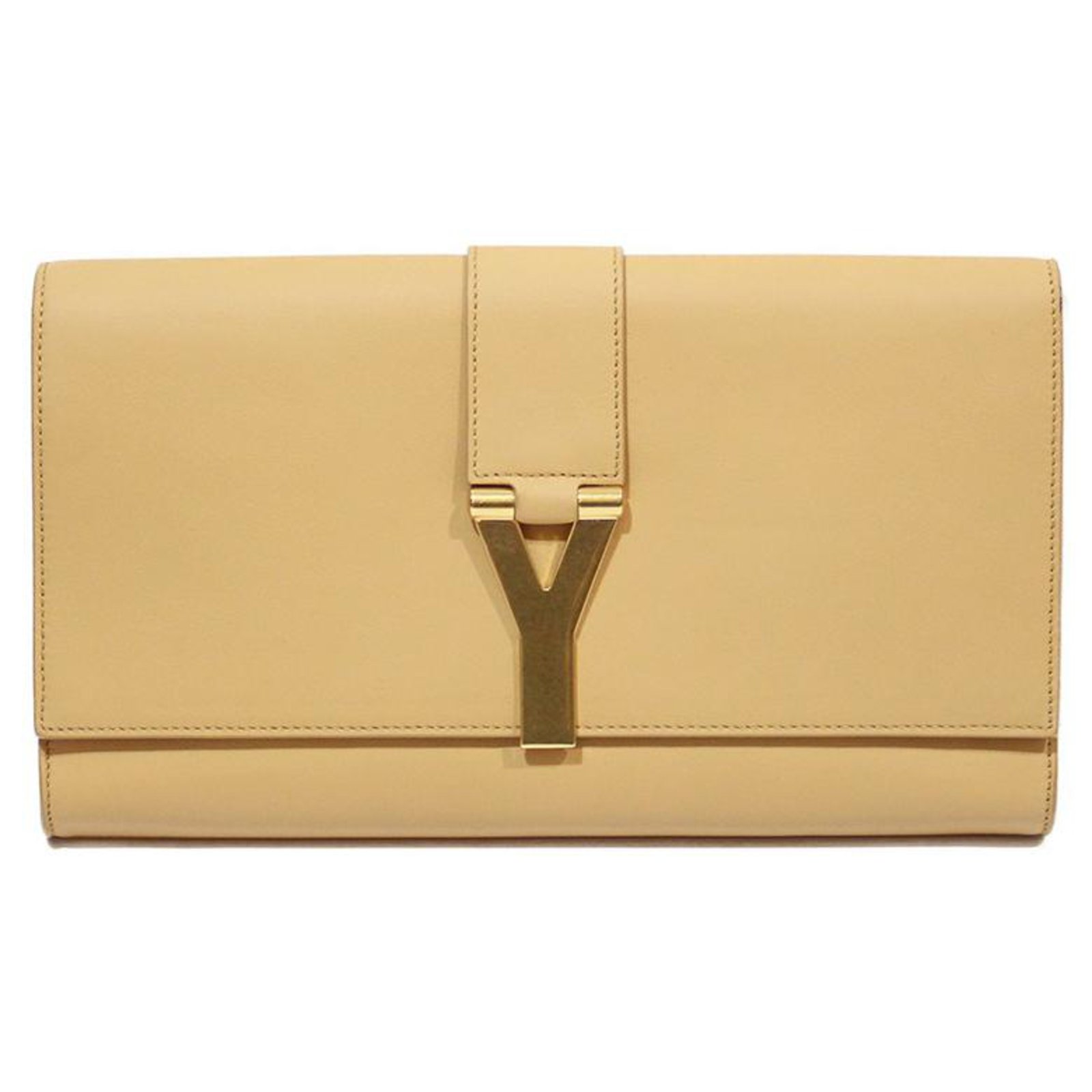 Yves Saint Laurent SAINT LAURENT FLAP POUCH Beige Leather ref.320157 ...