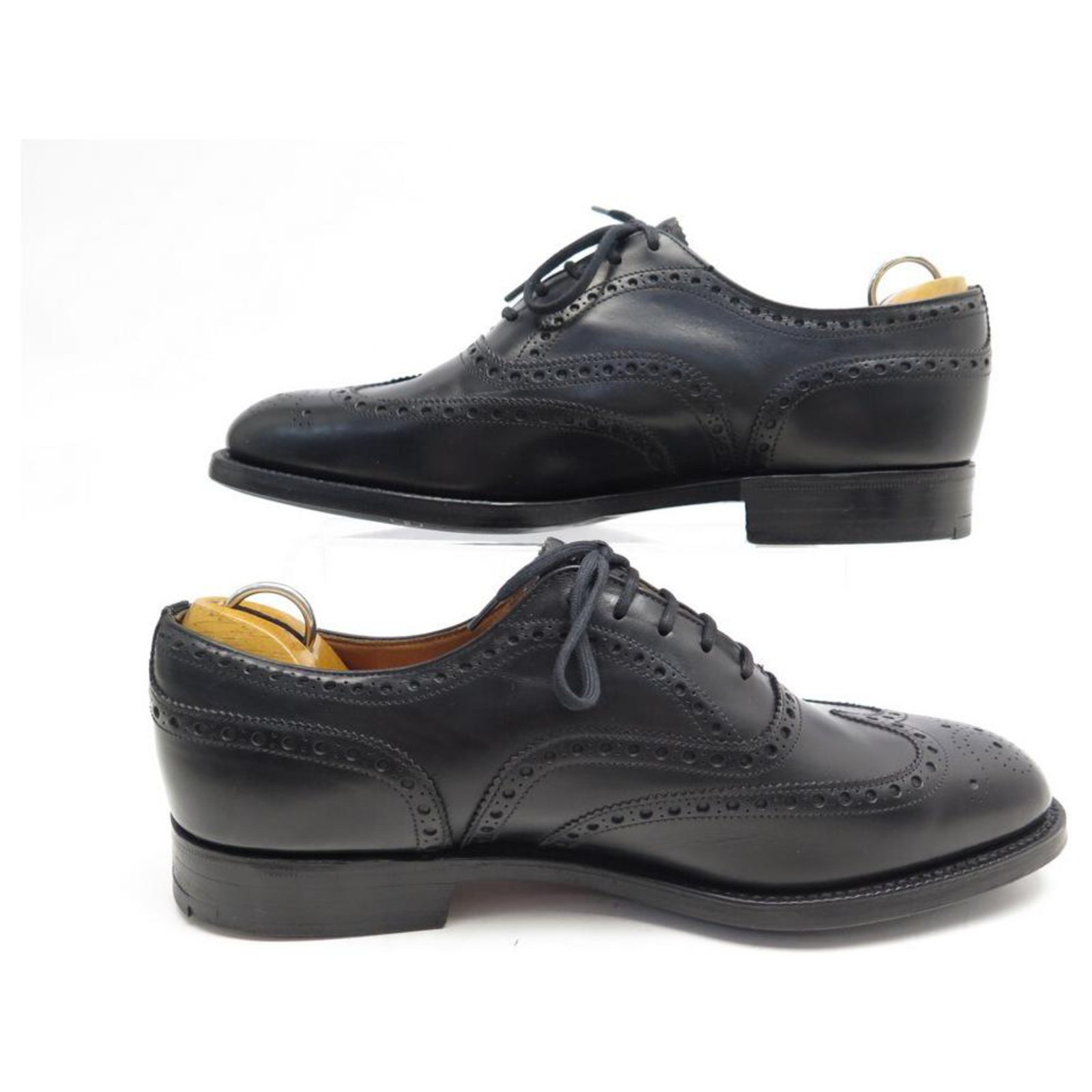 CHURCH'S CHETWYND RICHELIEU SHOES 6.5g 40.5 Wide 41 BLACK LEATHER