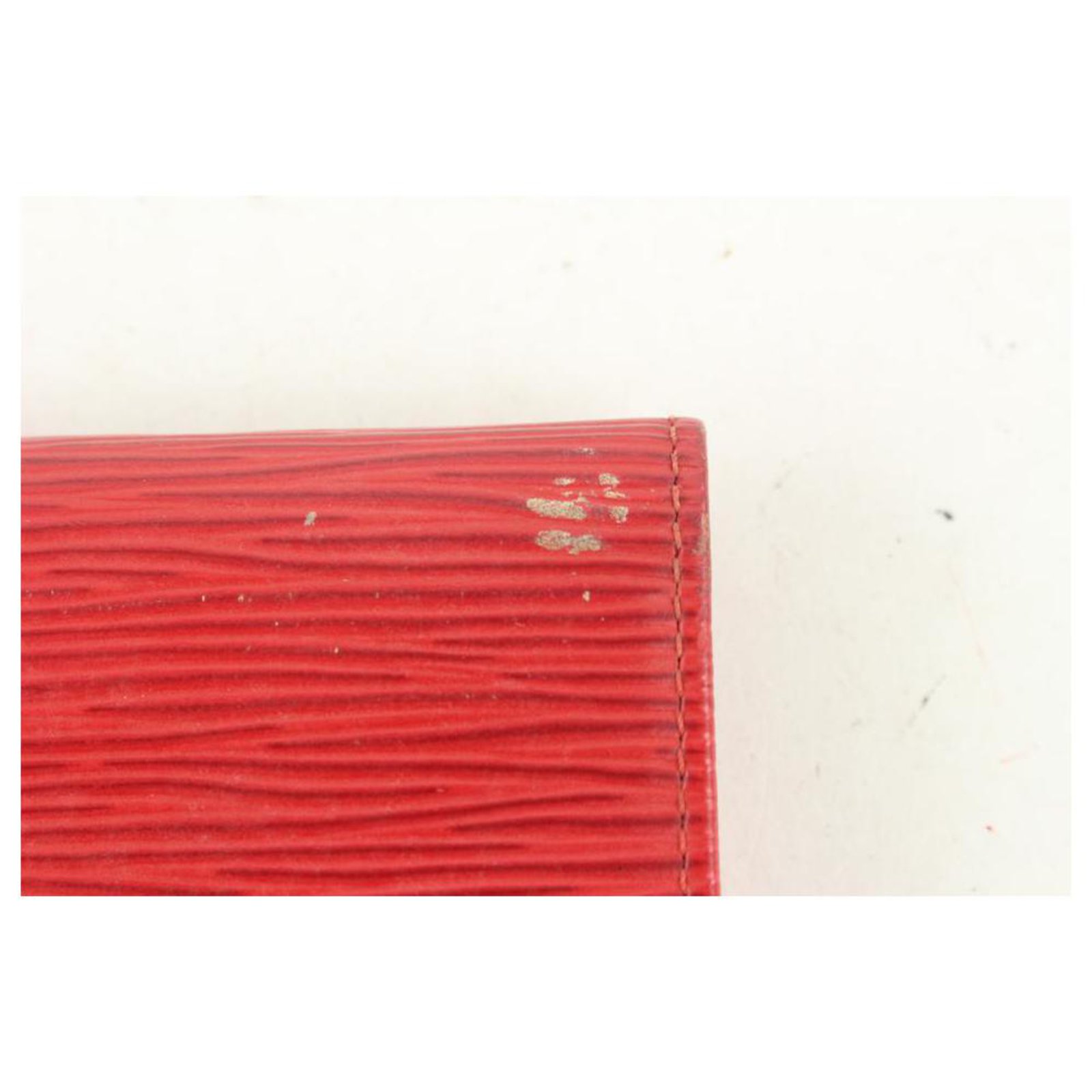 Louis Vuitton Red Epi Leather Porte Tresor Trifold Long Wallet 721lvs622