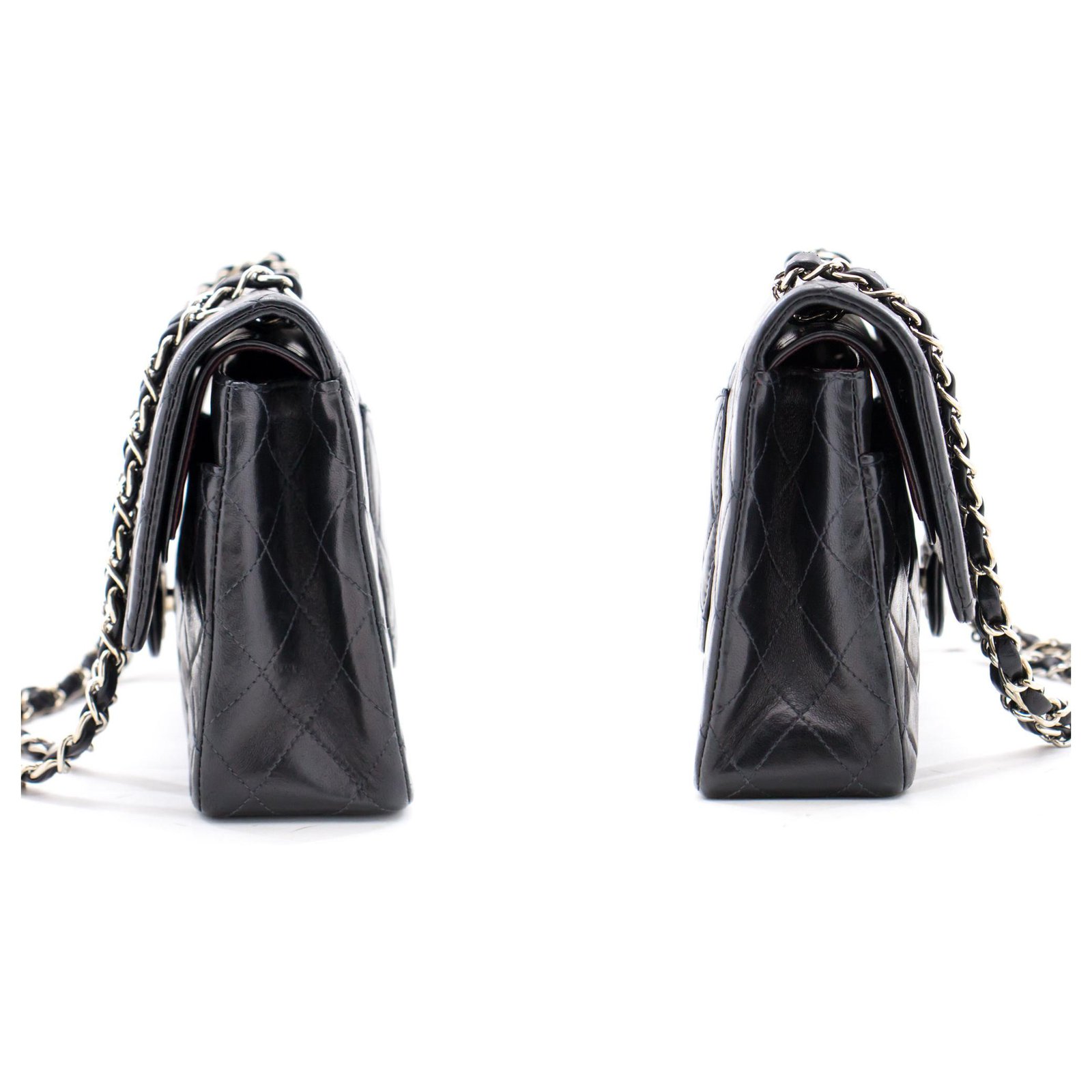 Chanel 2.55 lined Flap Medium Chain Shoulder Bag Black Lambskin Leather  ref.438895 - Joli Closet
