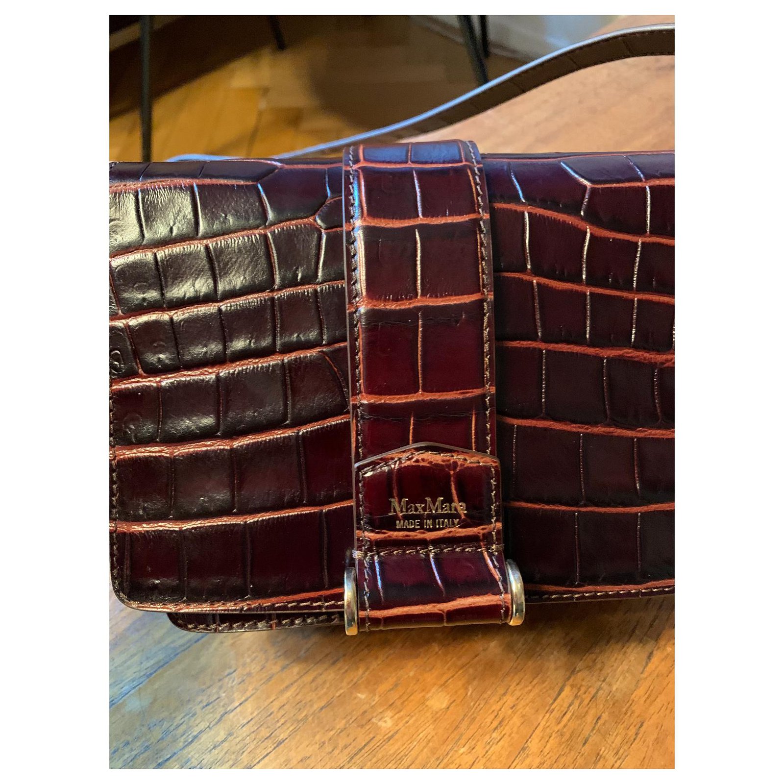 Pennyblack bag (MAX MARA) in brown leather with red stitching Dark brown  ref.269018 - Joli Closet