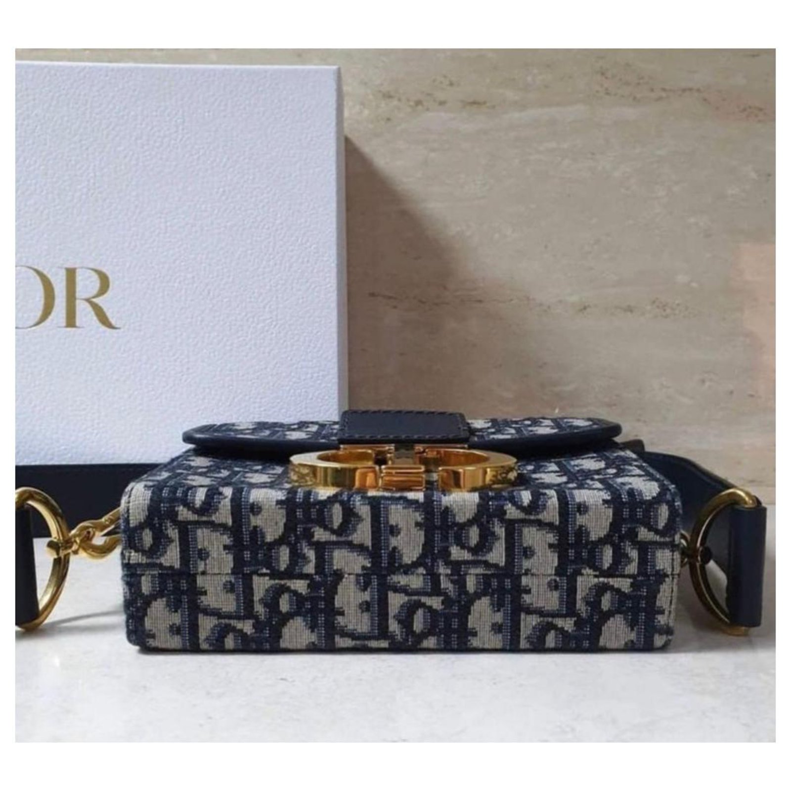 Dior Blue Oblique Jacquard 30 Montaigne Bag Multiple colors Leather  ref.323648 - Joli Closet