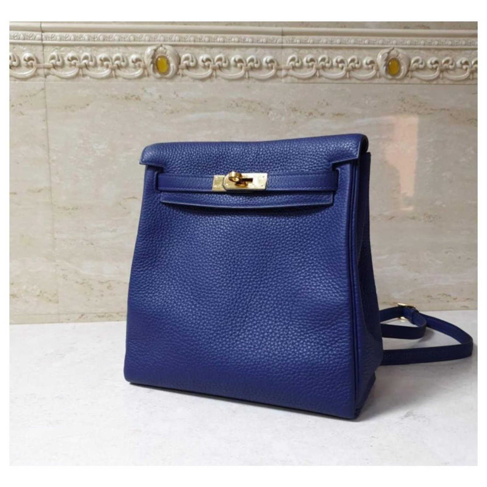 Hermès Hermes Kelly Ado II Bag Backpack Dark blue Leather ref.323651 - Joli  Closet