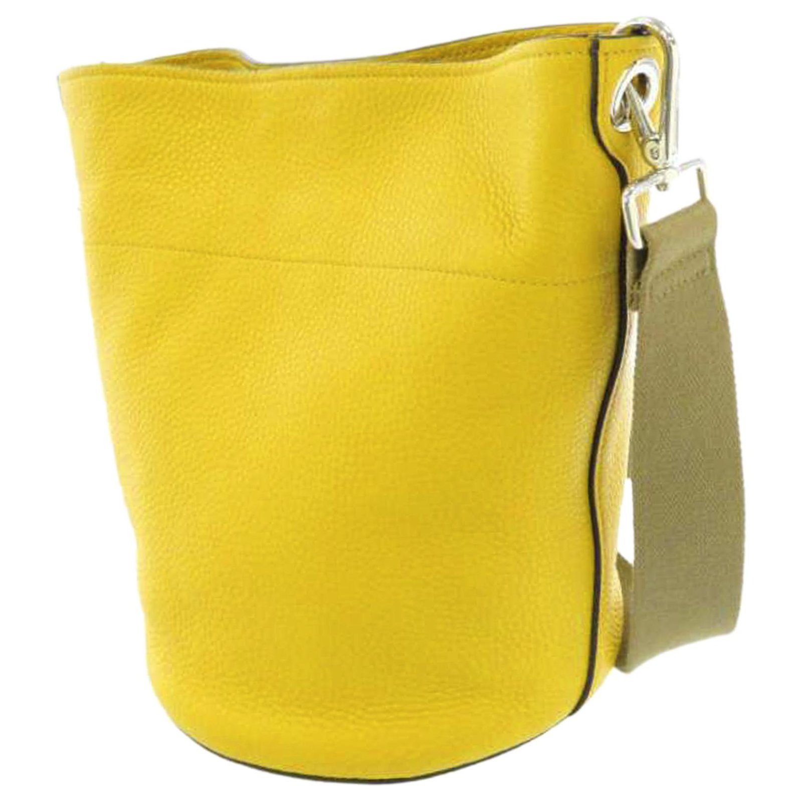 Prada Yellow Vitello Daino Bucket Bag Leather Pony-style calfskin