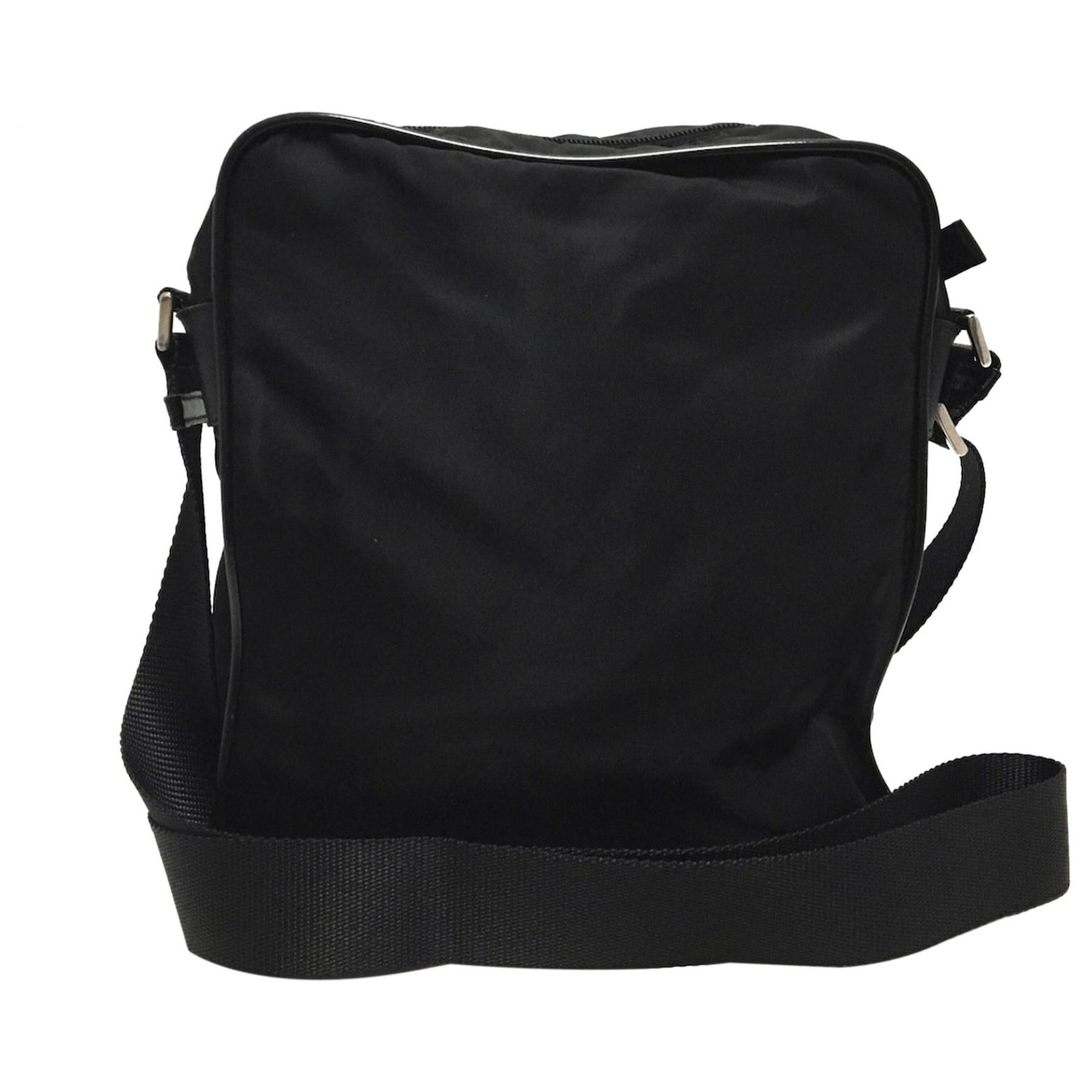Prada Black Tessuto Crossbody Bag Leather Pony-style calfskin Nylon ...