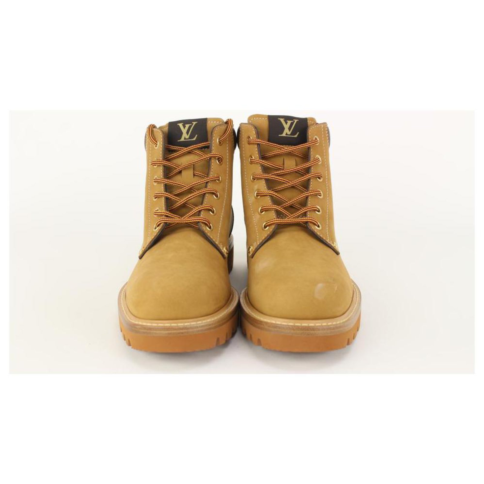 LOUIS VUITTON Monogram Harlem Mens Ankle Boots 10.5 Beige 935017