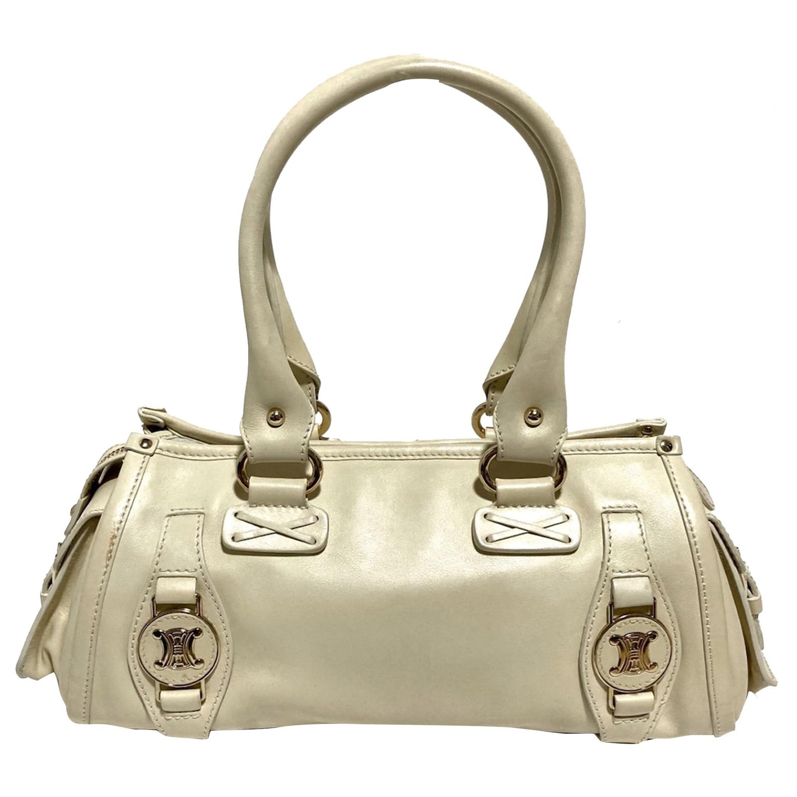 Céline Celine White Leather Handbag Pony-style calfskin ref.324537 ...