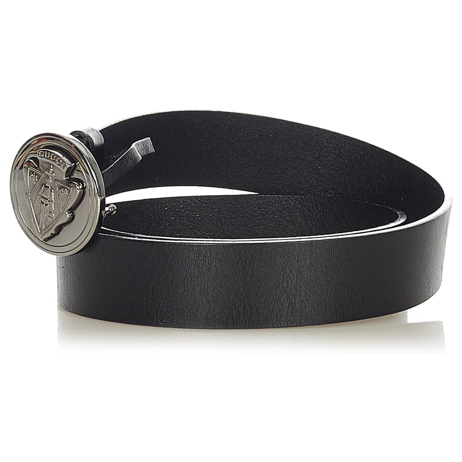 Gucci Black Crest Leather Belt