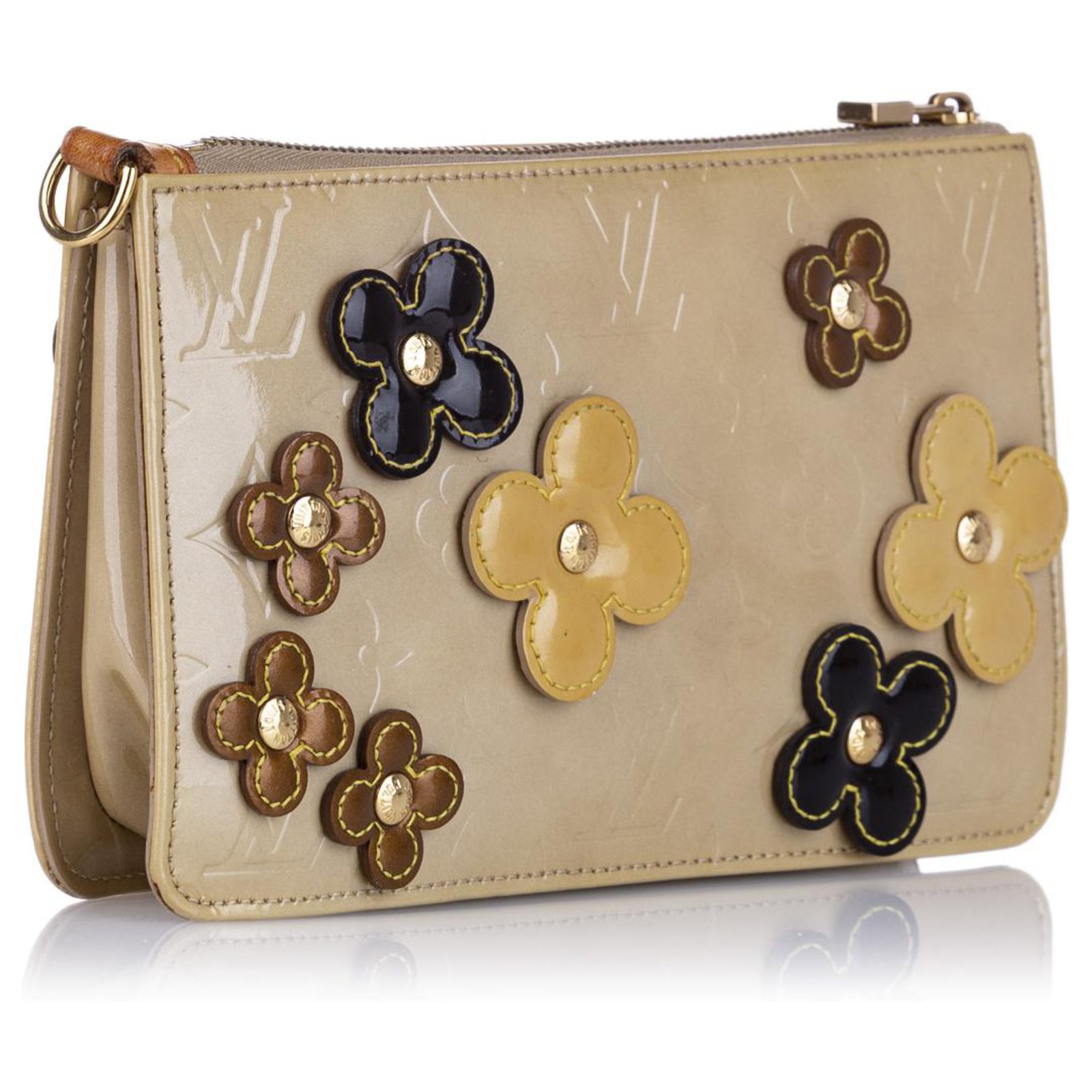 Louis Vuitton Brown Monogram Vernis Pochette Lexington Fleurs Beige Leather  Patent leather ref.730364 - Joli Closet