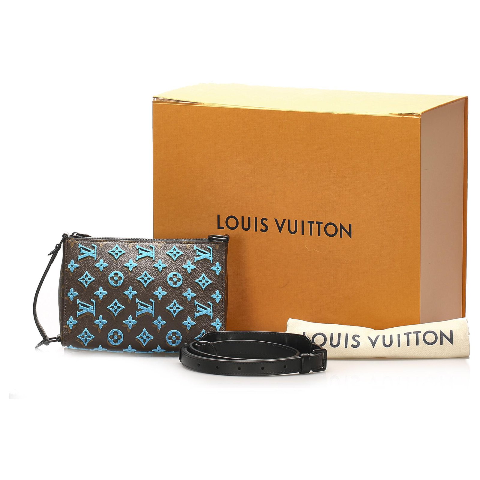 Louis Vuitton Brown Monogram Triangle Messenger Bag Blue Cloth Plastic  ref.325329 - Joli Closet