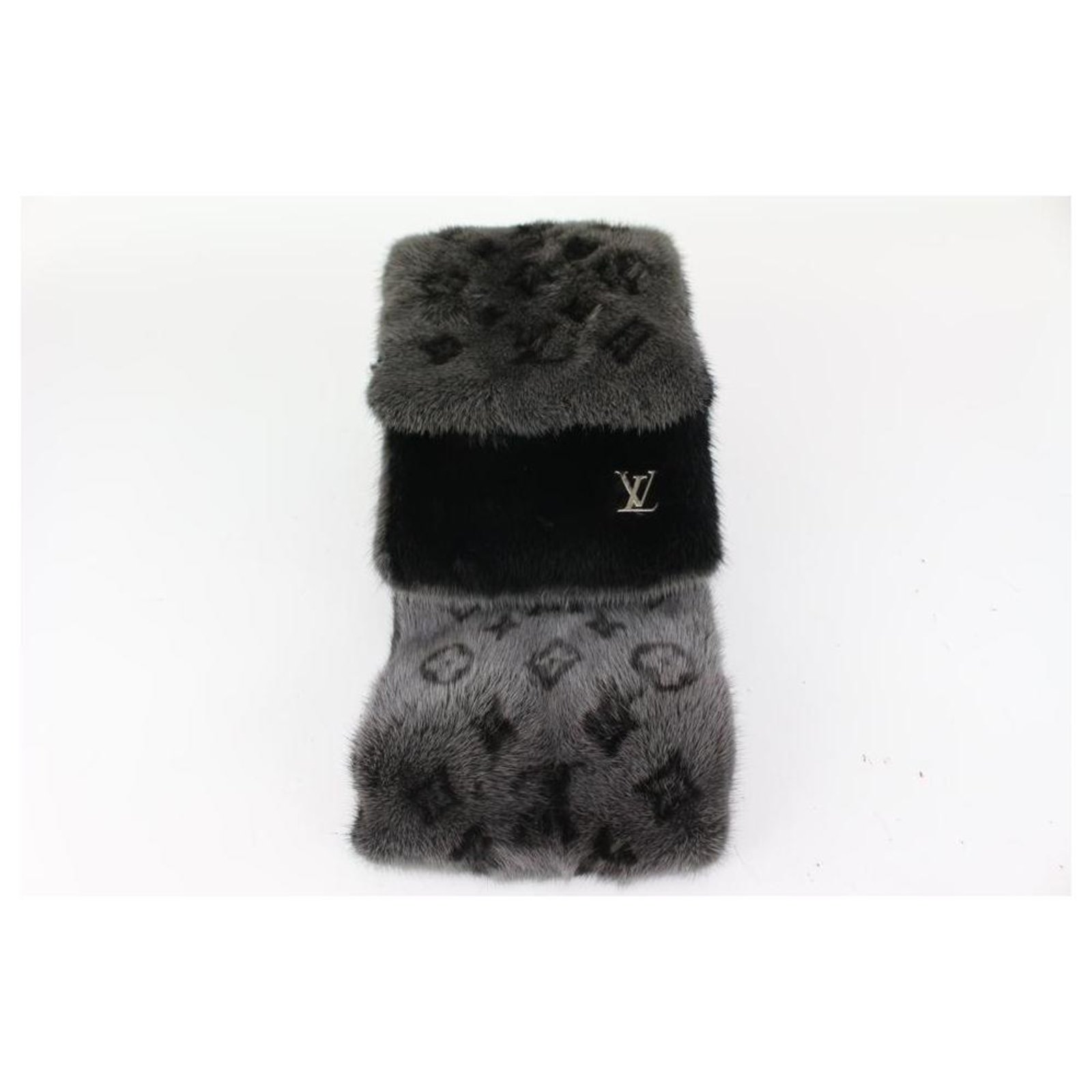 Louis Vuitton Monogram Reverso Fur Scarf Black Mink