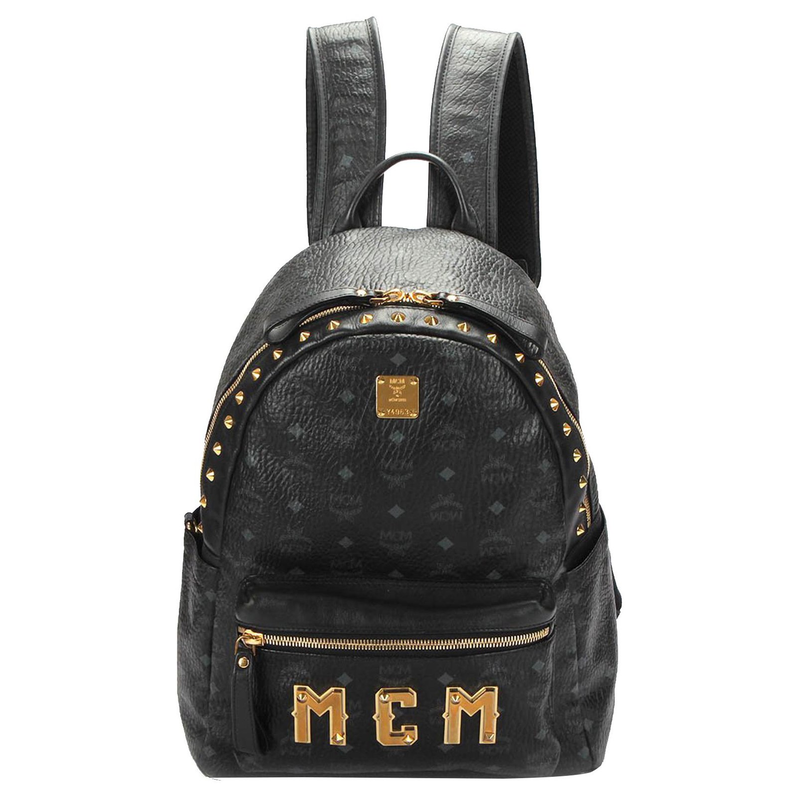 MCM Black Visetos Stark Leather Backpack Pony-style calfskin ref.327292 ...