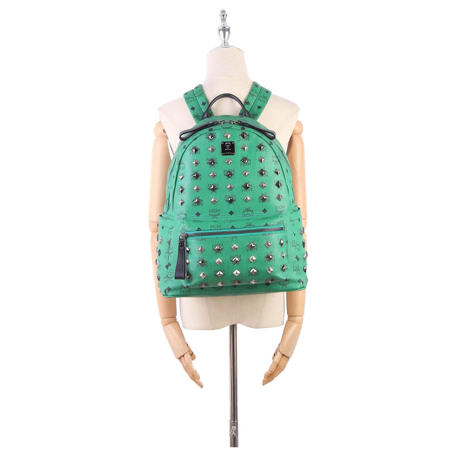 MCM Green Visetos Stark Leather Backpack Pony-style calfskin ref 