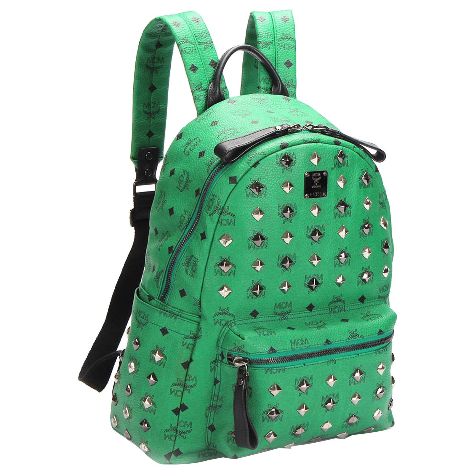 MCM Green Visetos Stark Leather Backpack Pony-style calfskin ref
