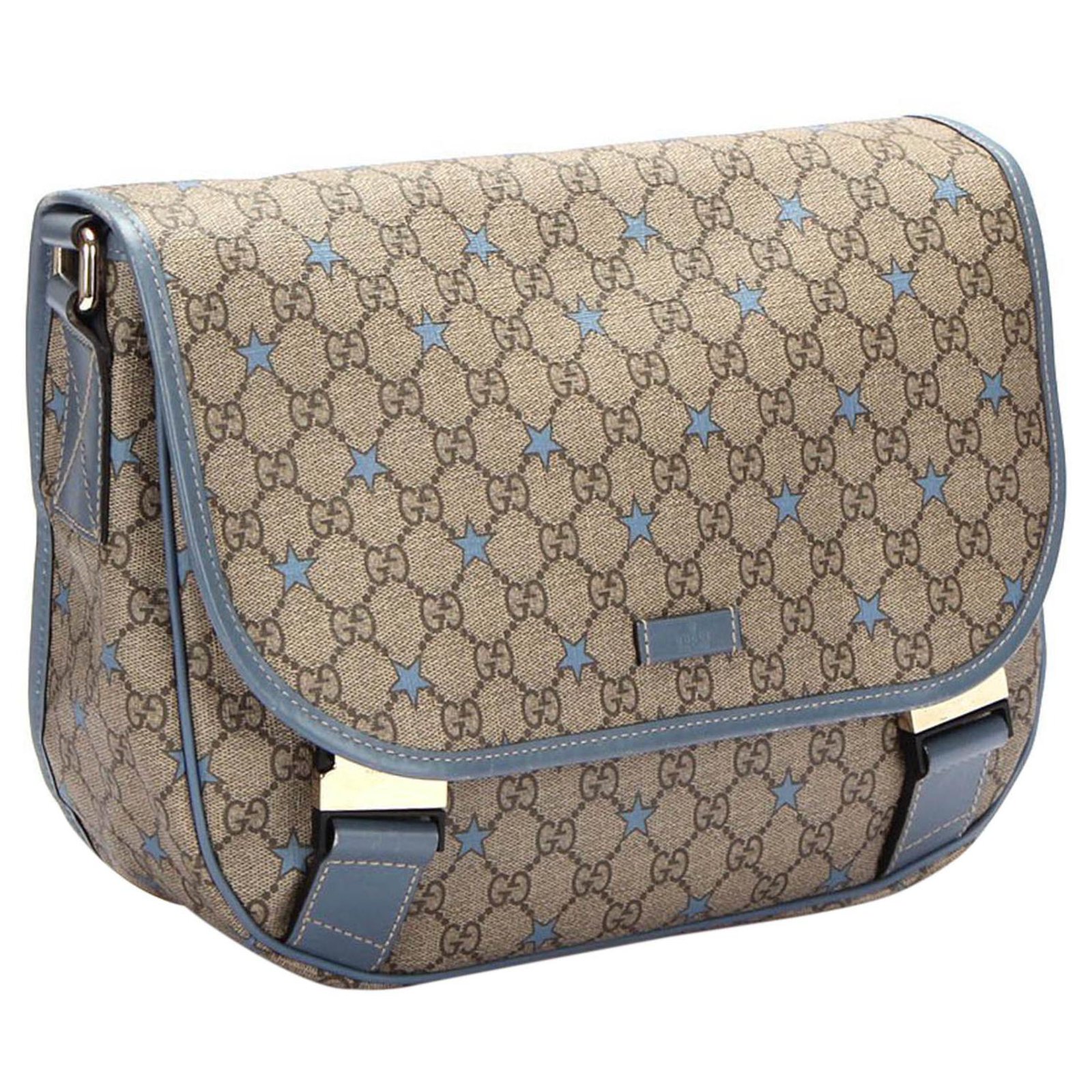 Gucci Brown GG Supreme Crossbody Bag Blue Beige Light blue Leather Cloth  Pony-style calfskin Cloth ref.327397 - Joli Closet