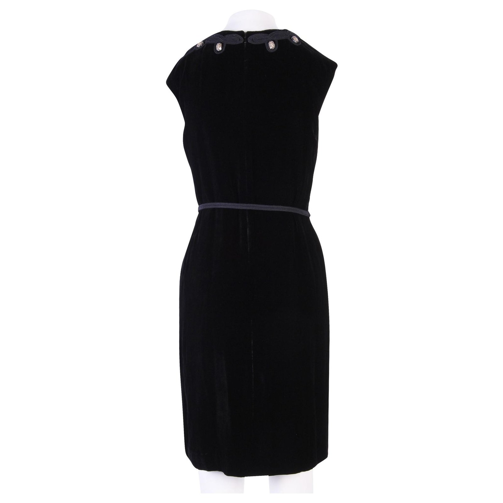 Tory Burch Black Embellished Collar Velvet Dress Nylon  - Joli  Closet
