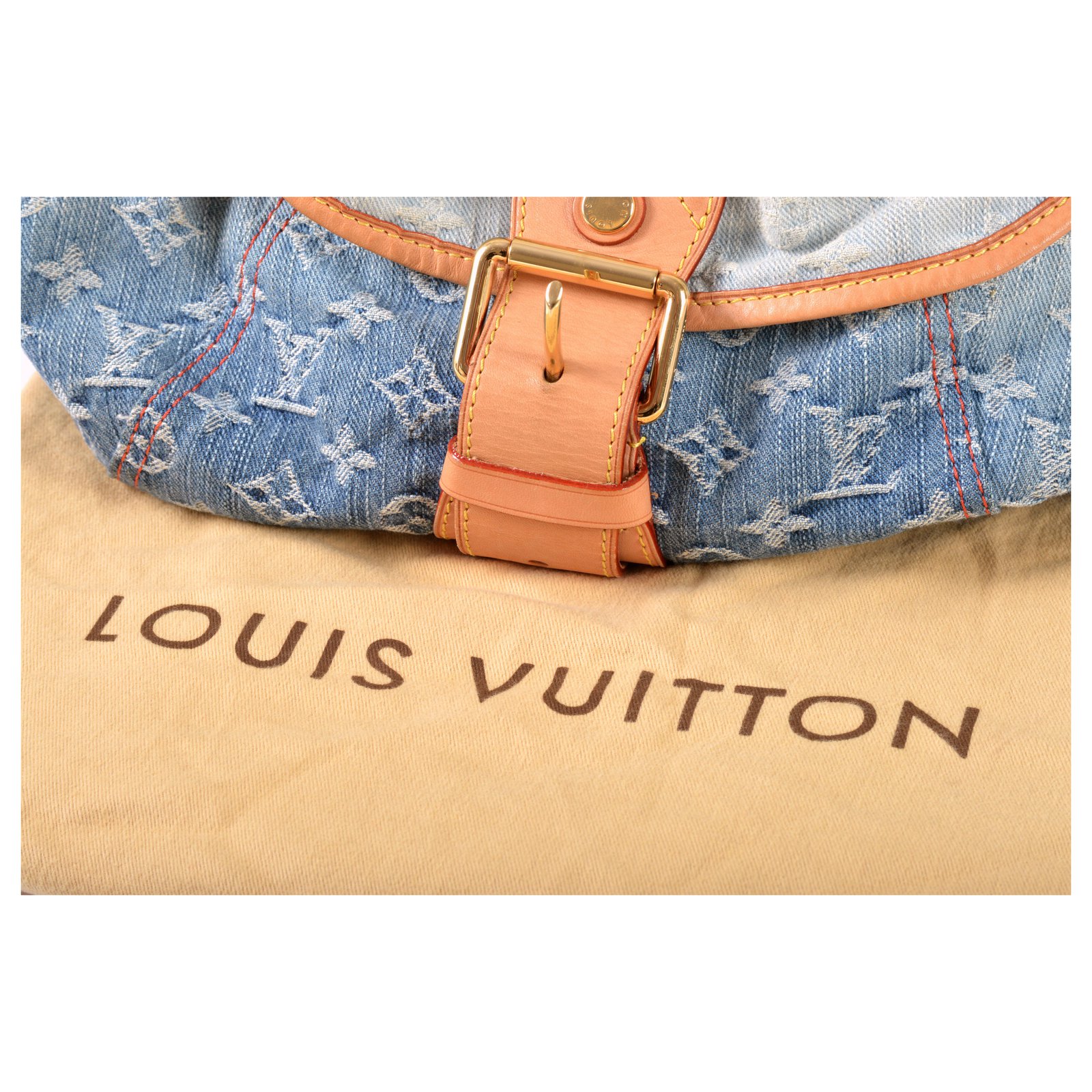 Louis Vuitton Blue Denim Degrade Sunrise Bag w/Neon Orange