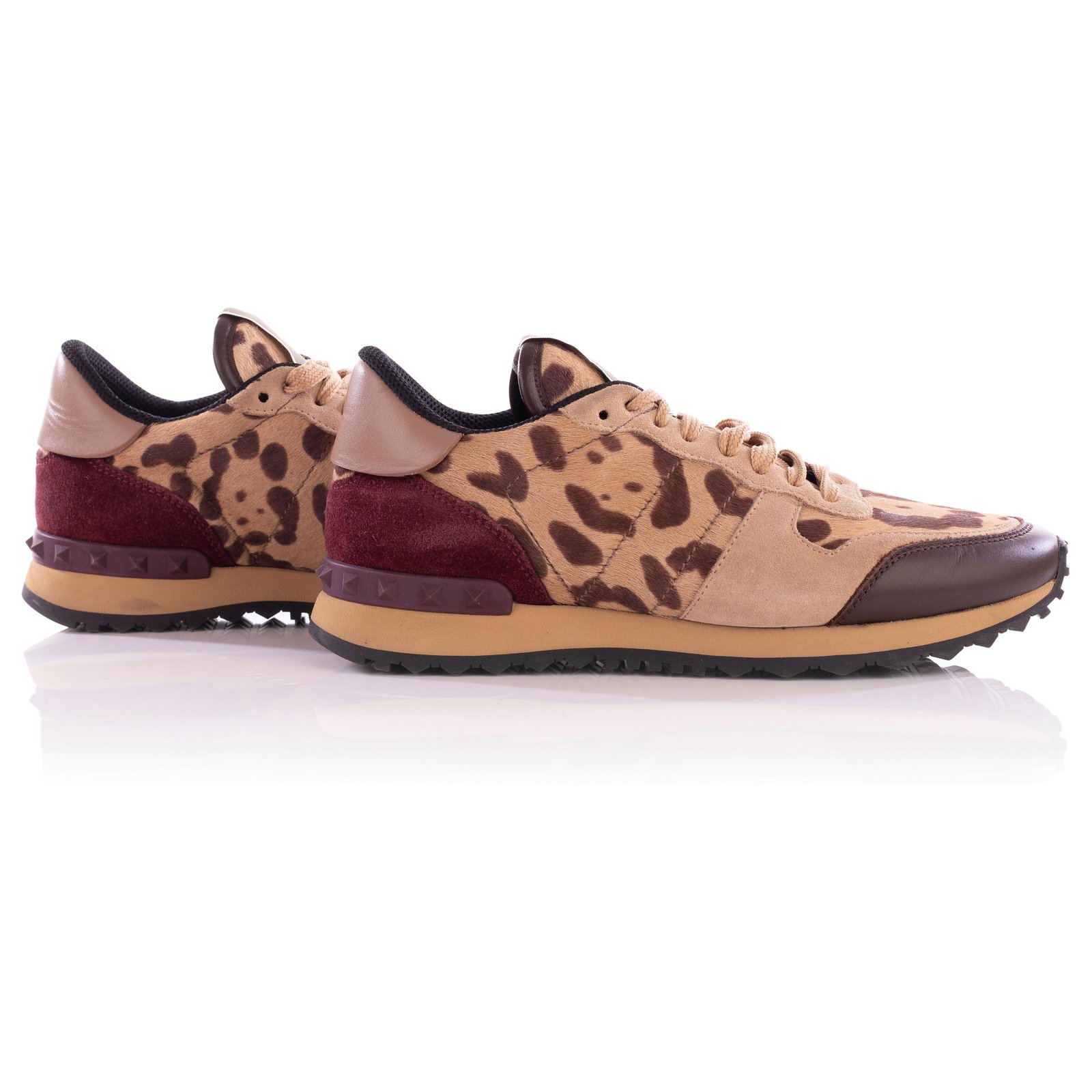 valentino rockstud leopard sneakers