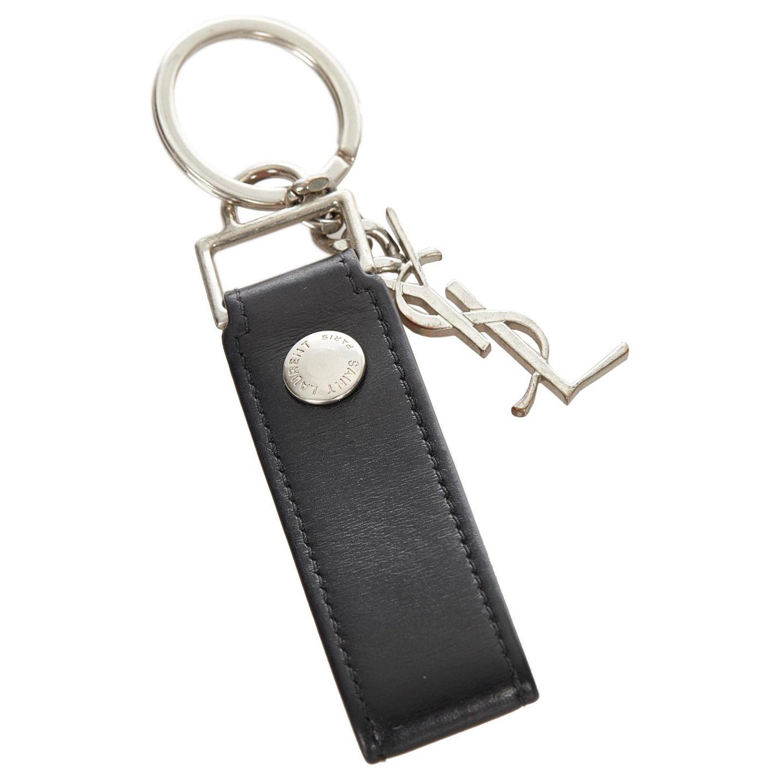 Authenticated Used Yves Saint Laurent SAINT LAURENT PARIS Saint Laurent  Yves YSL key ring chain 518323 2021 autumn / winter new leather black x  silver wallet aq5132 