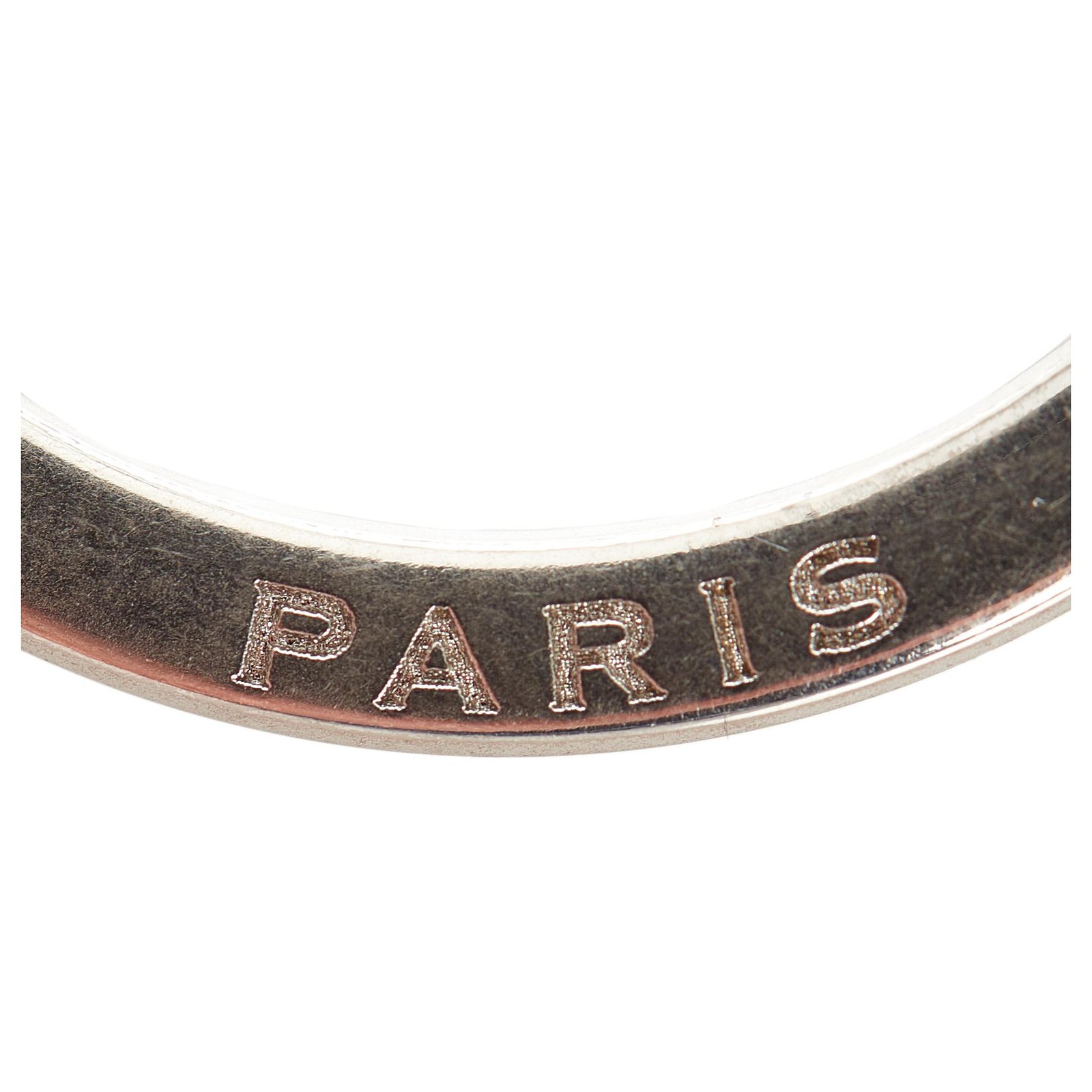 Yves Saint Laurent YSL Black Logo Key Ring Silvery Leather Metal Pony-style  calfskin ref.328085 - Joli Closet