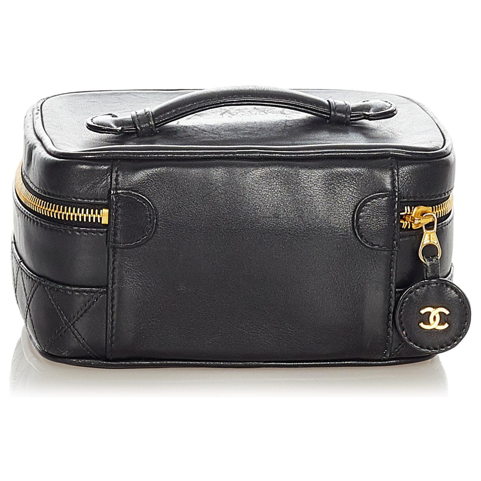 Black Chanel Matelasse Lambskin Leather Vanity Bag – Designer Revival