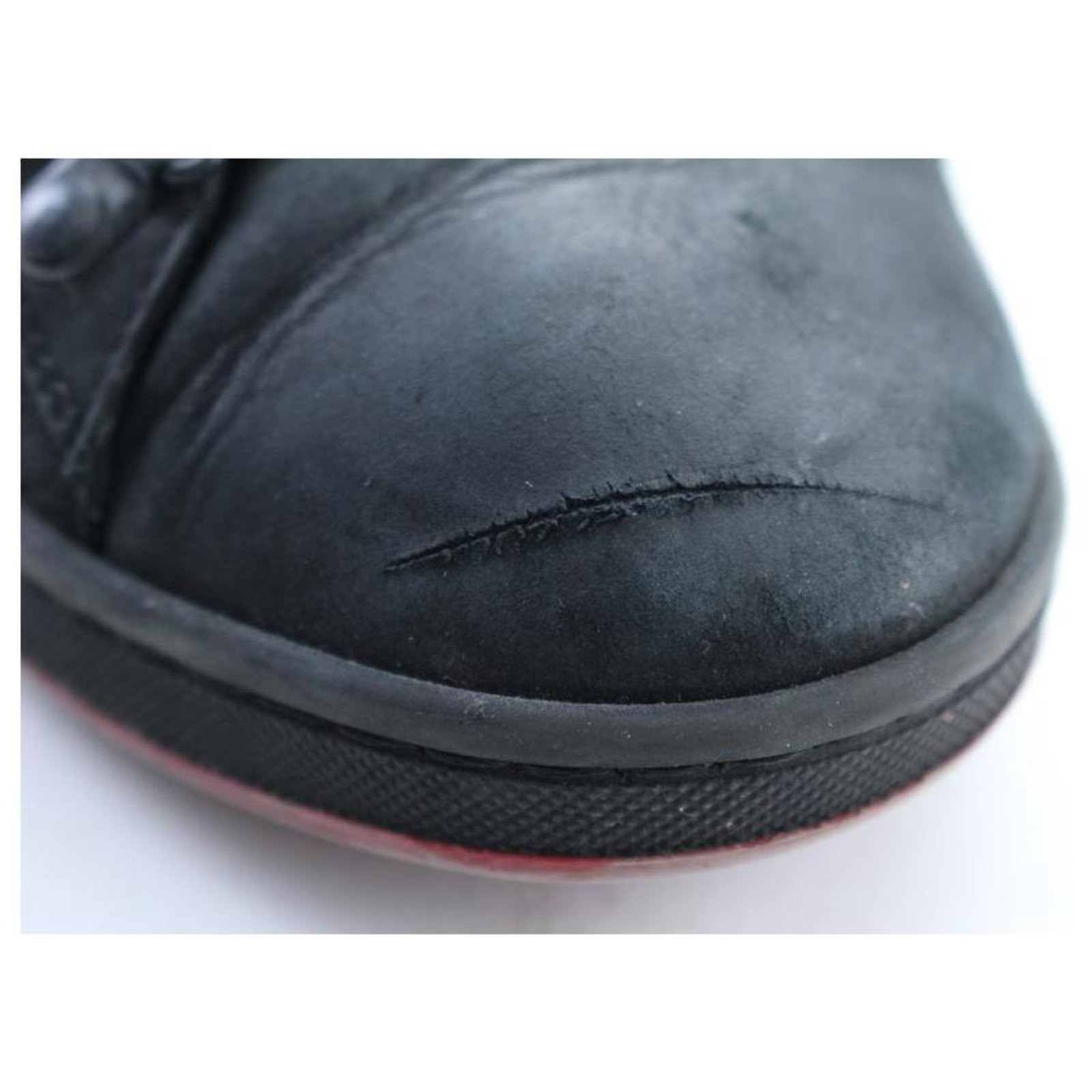Louis Vuitton MENS US 6.5 Black Nubuck Varsity Sneaker Leather ref