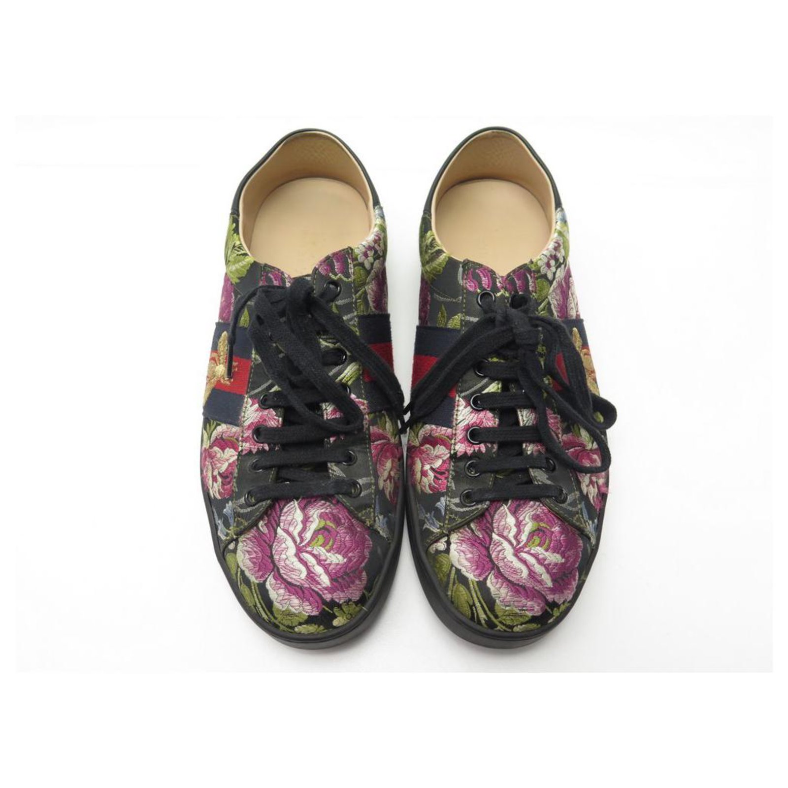 GUCCI SHOES SNEAKERS ACE FLOWER EMBROIDERY 9 It 44 FR SNEAKERS 