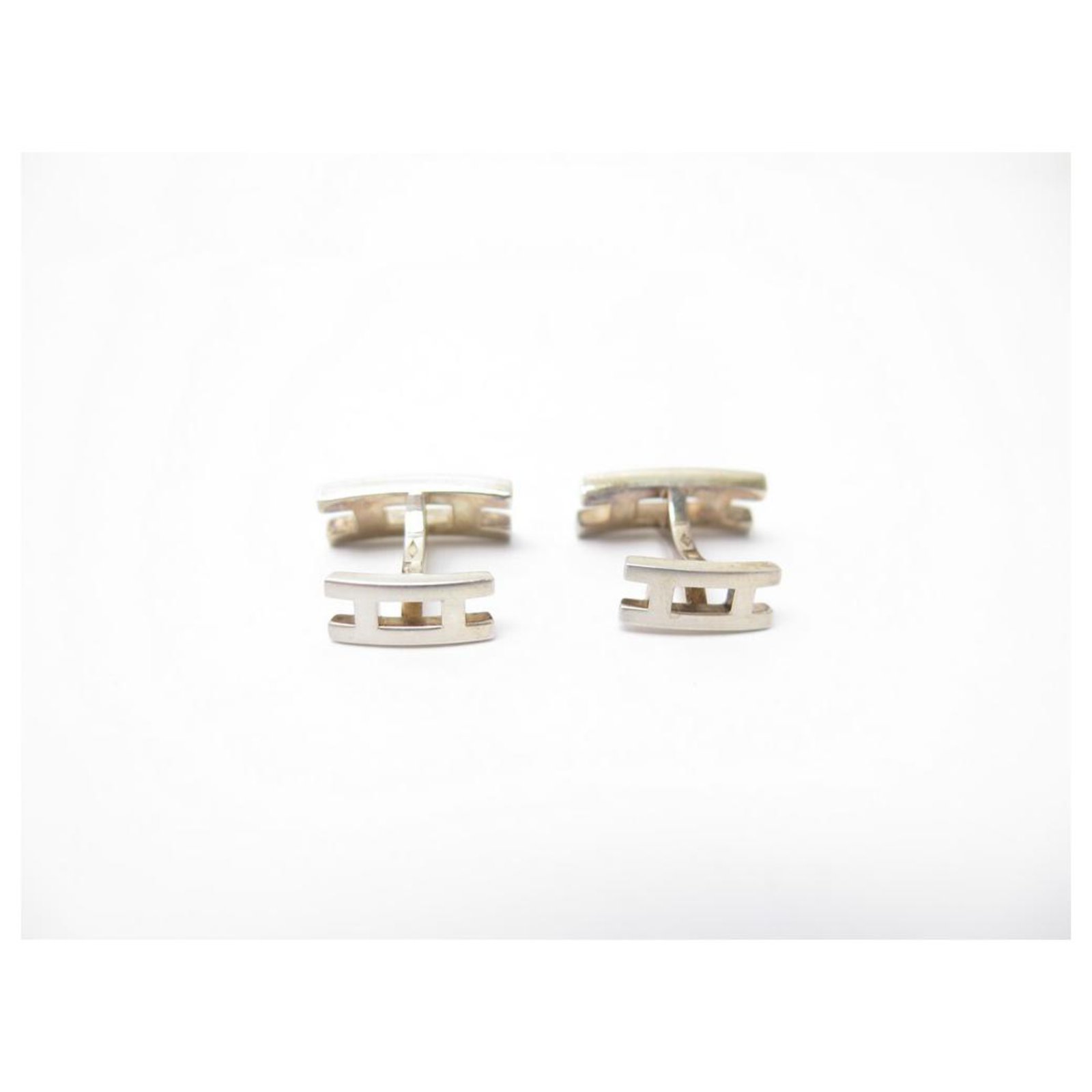 Hermès HERMES PARALLELE H CUFFLINKS IN SOLID SILVER +