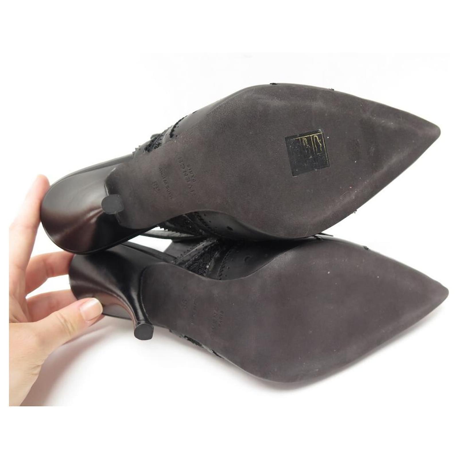 NEW GIVENCHY PUMPS SLINGBACK SHOES 38 LEATHER LACE BOX SHOES