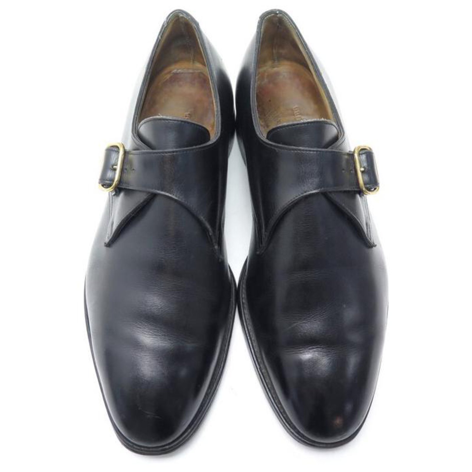 JOHN LOBB FOULD SHOES 8E 42 BLACK LEATHER BUCKLE LOAFERS + STRAPS