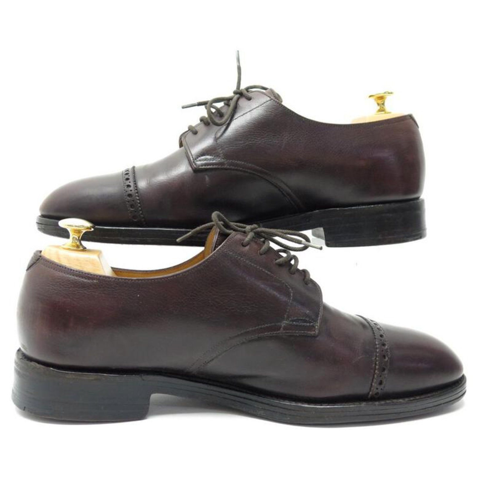 JOHN LOBB RUSSEL SHOES 8E 42 BROWN LEATHER DERBY + SHOES TAPER ref 