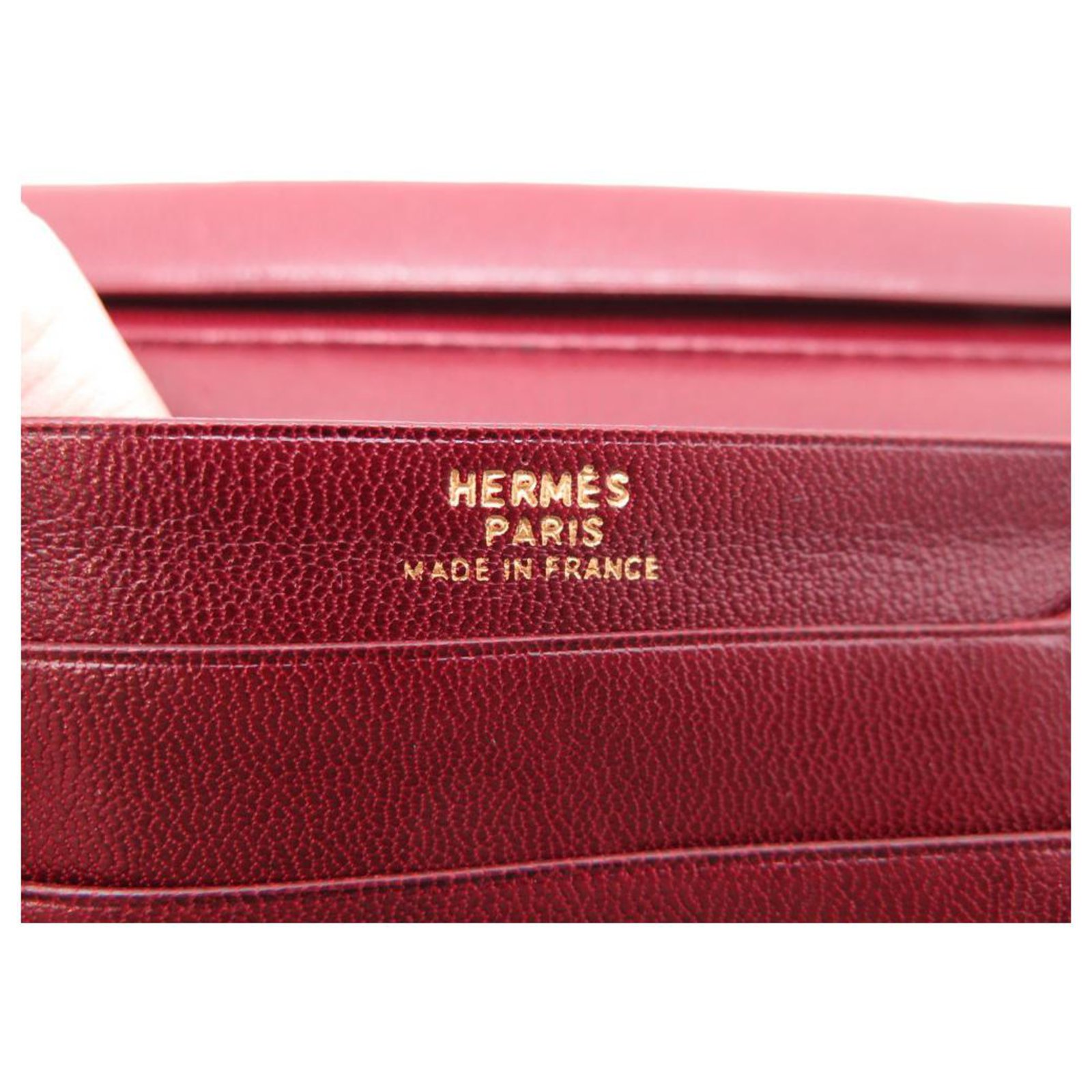 Hermès VINTAGE HERMES WALLET IN BURGUNDY RED LEATHER WALLET CARD HOLDER ...