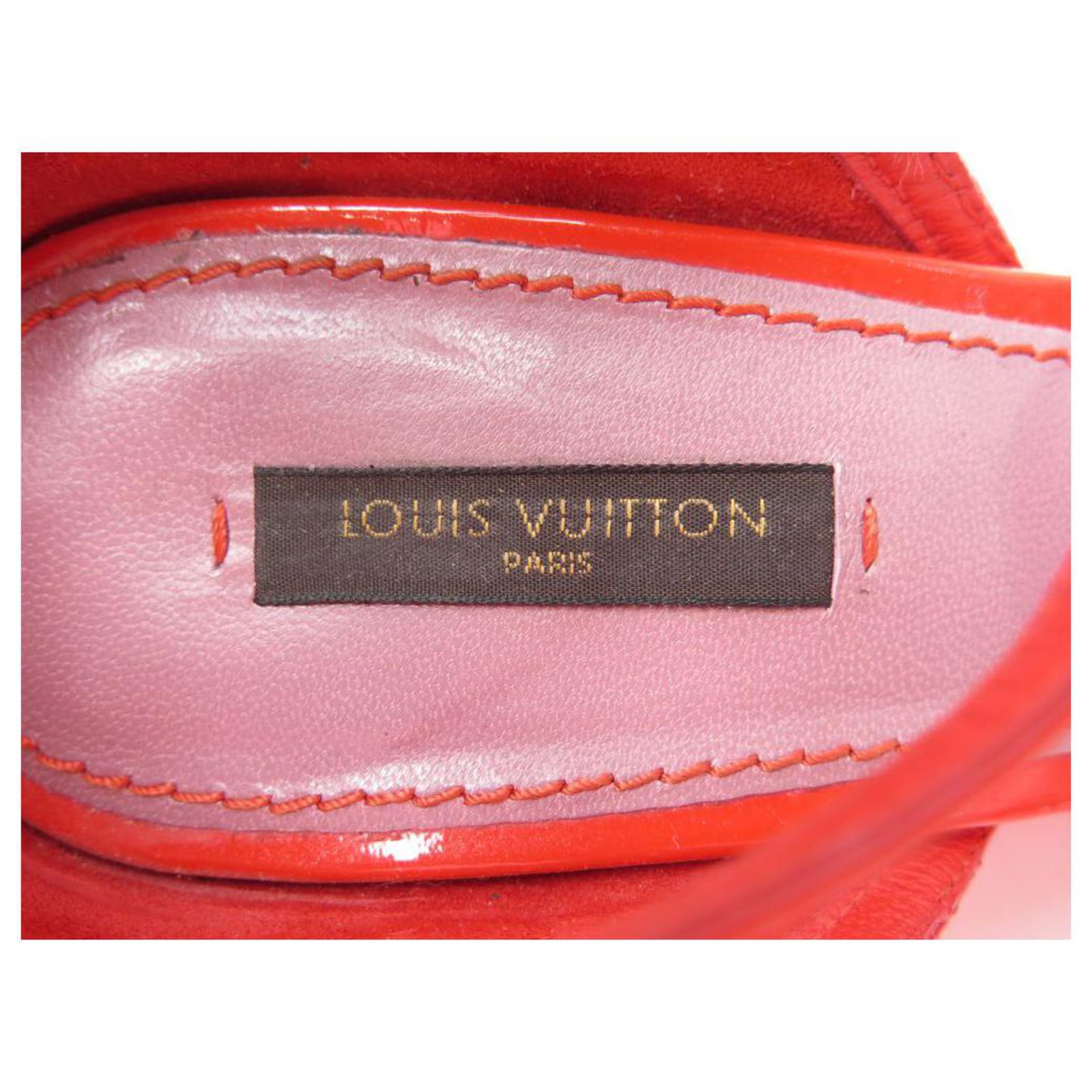 LOUIS VUITTON STRAWBERRY WEDGE SANDALS HEELS 39.5 LEATHER + BOX Red Patent  leather ref.329363 - Joli Closet