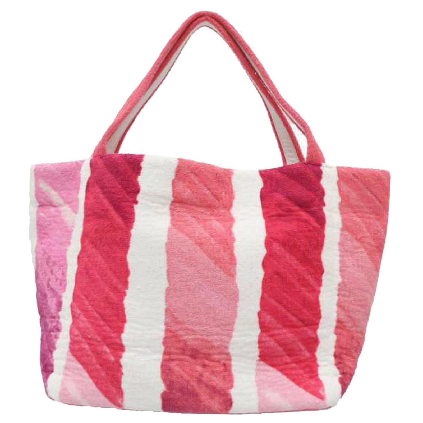 CHANEL Terry Cotton Quilted Coco Beach Shopping Tote Pink 1271634