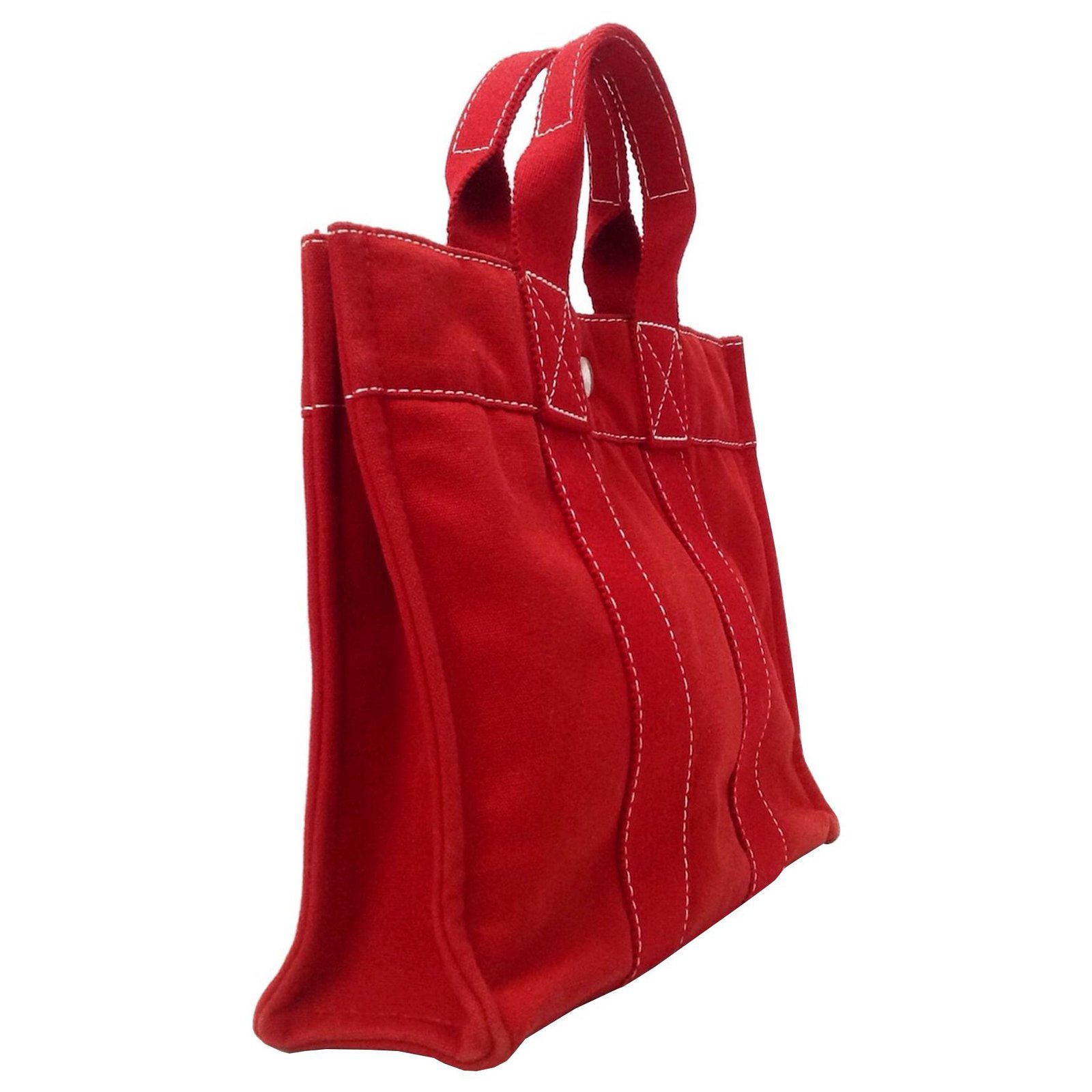 Hermès Hermes Red Sac Deauville PM Cloth Cloth ref.329579 - Joli Closet