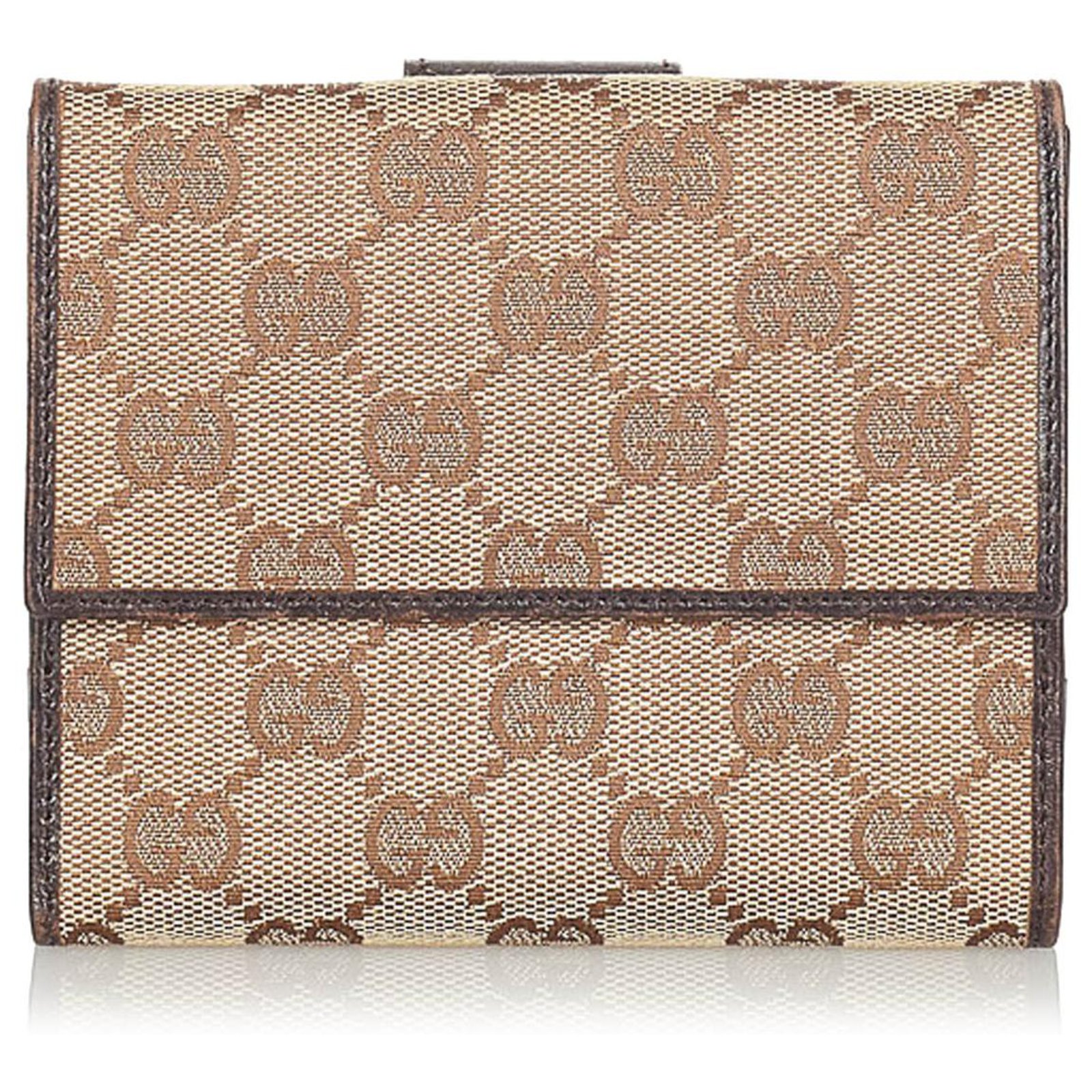 Brown Gucci GG Canvas Bi-Fold Small Wallet