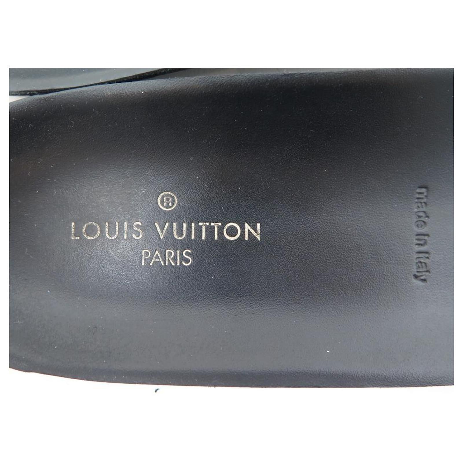LOUIS VUITTON ハイヒール 本革 シルバーロゴ ブラック 2228T LOUIS VUITTON ハイヒール 本革 シルバーロゴ ブラック 2228T