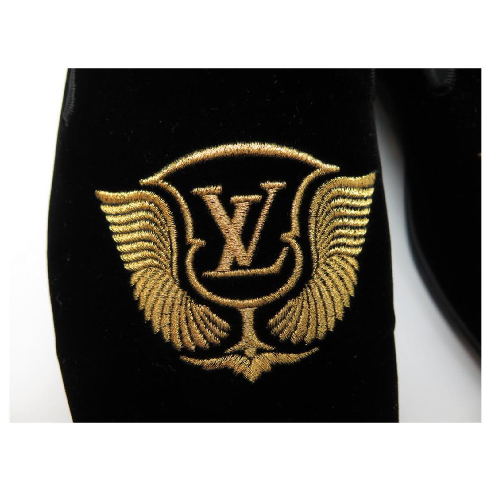 Louis Vuitton Black Orange Auteuil Velvet Loafers Formal Shoes Lv-s0917p-0189