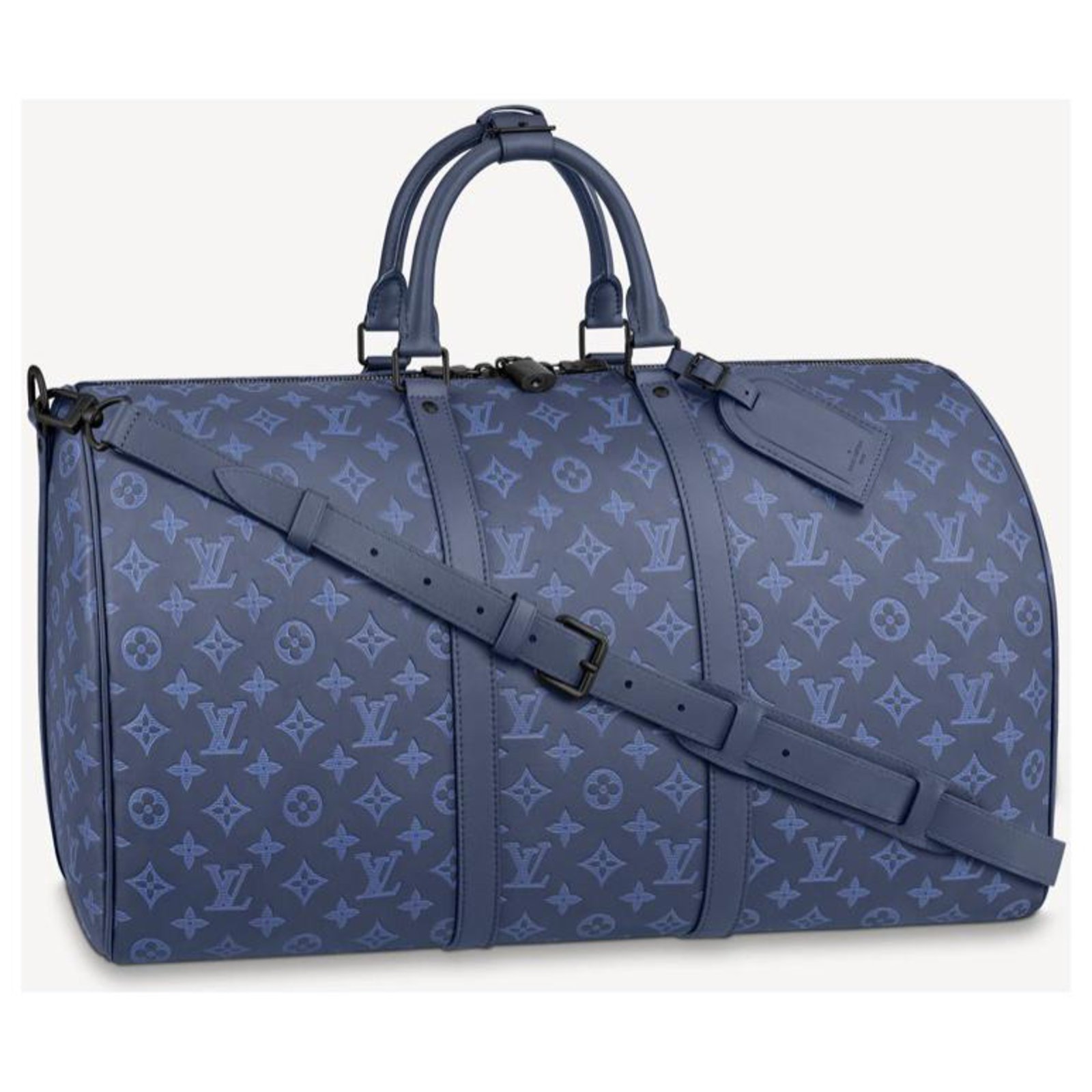 Louis Vuitton Mens Keepall 50 Shadow Blue Leather ref.1006490 - Joli Closet